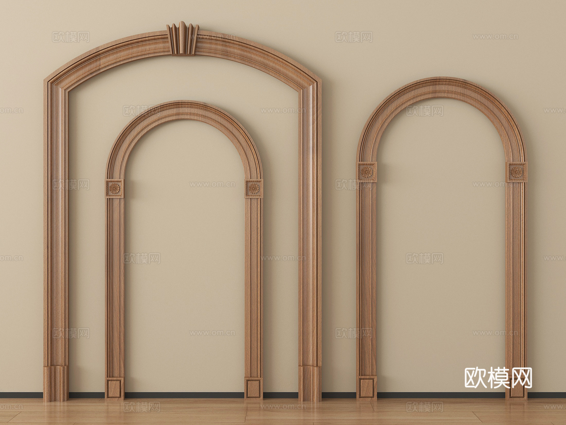 法式中古风f拱形门套 垭口 门洞su模型