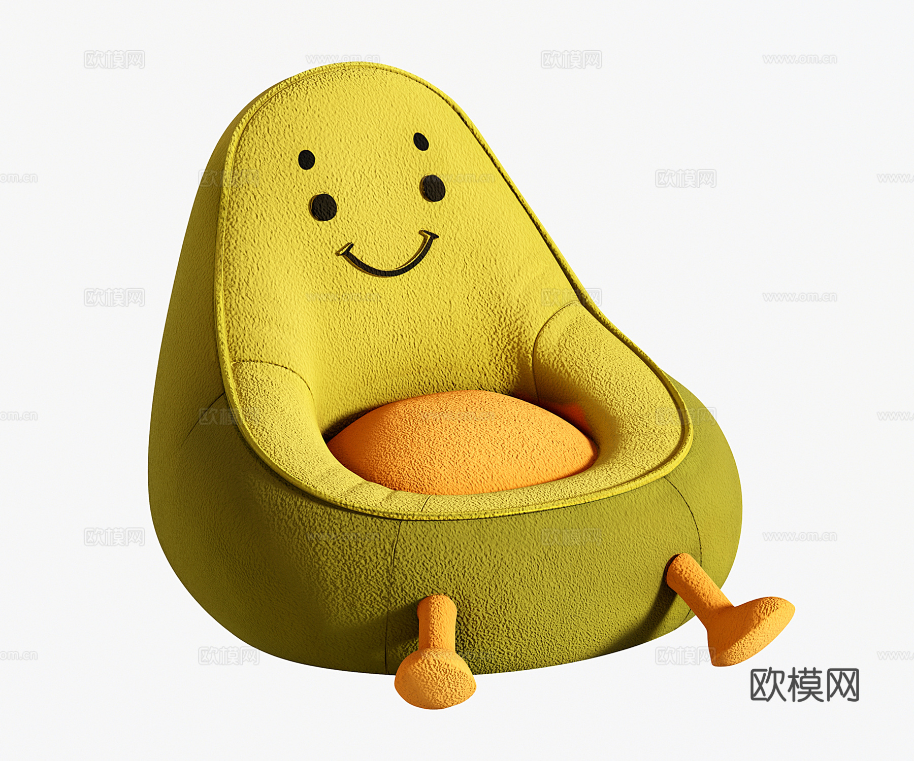 现代懒人沙发 蒲团坐垫 卡通沙发椅 牛油果单人沙发su模型