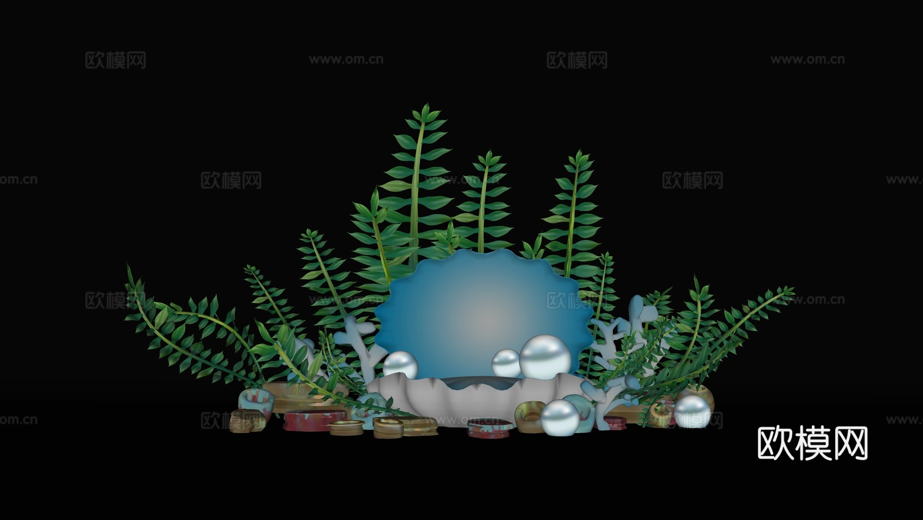 现代时尚DP互动合影美陈 海洋元素美陈su模型