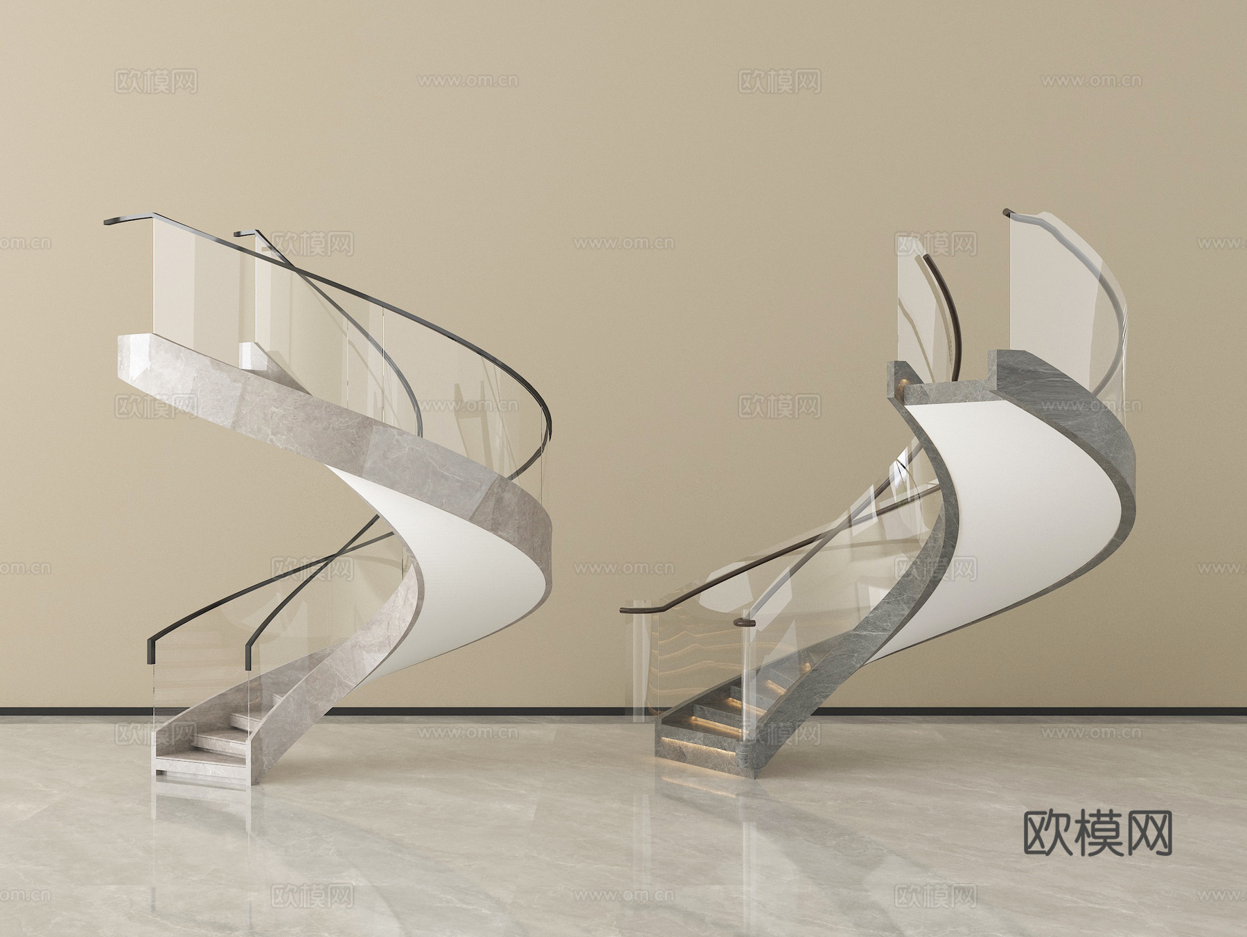 现代楼梯 悬浮楼梯su模型