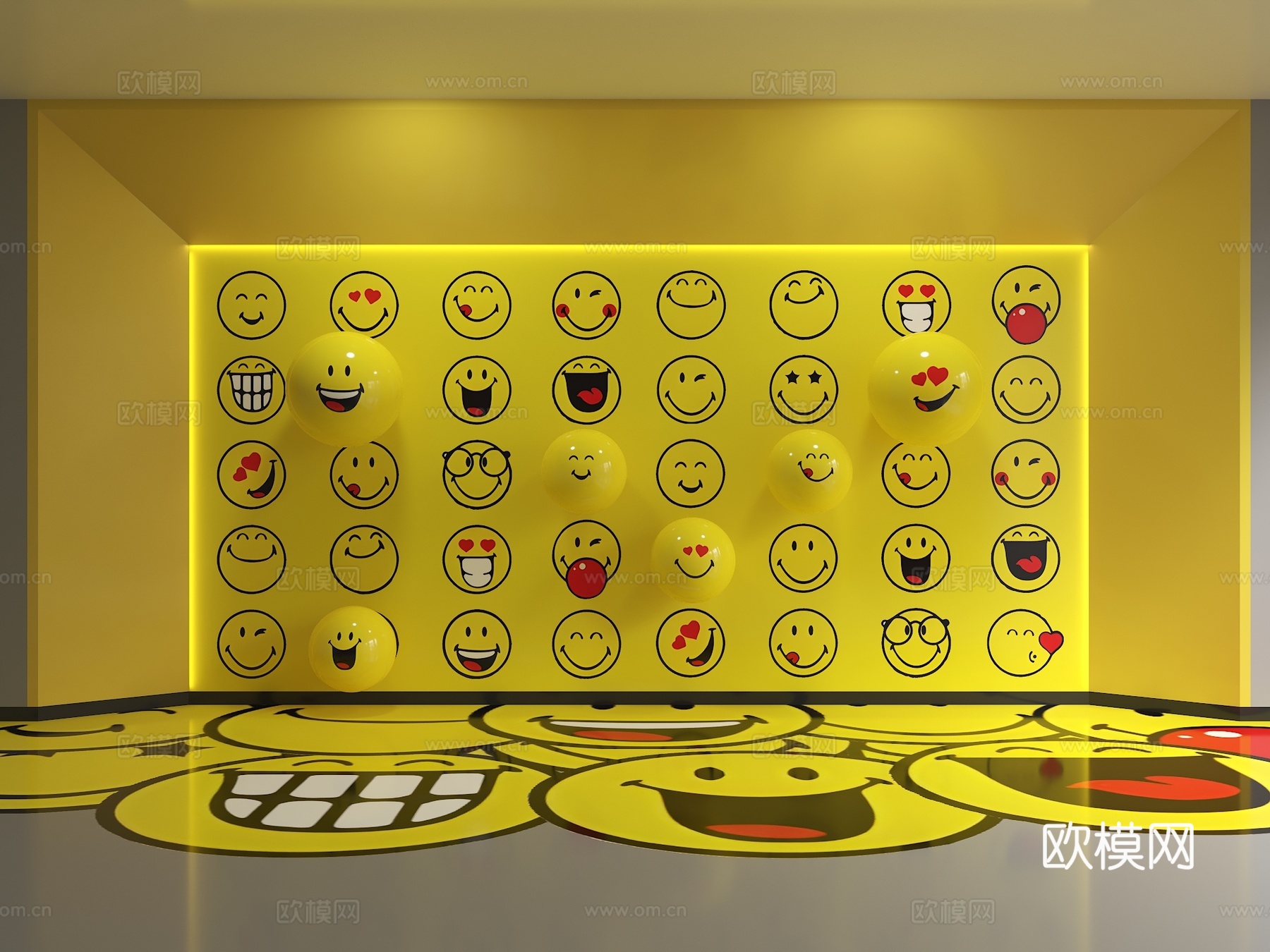 表情包墙 互动墙 心情墙 美陈墙面 网红打卡墙 儿童互动墙3d模型