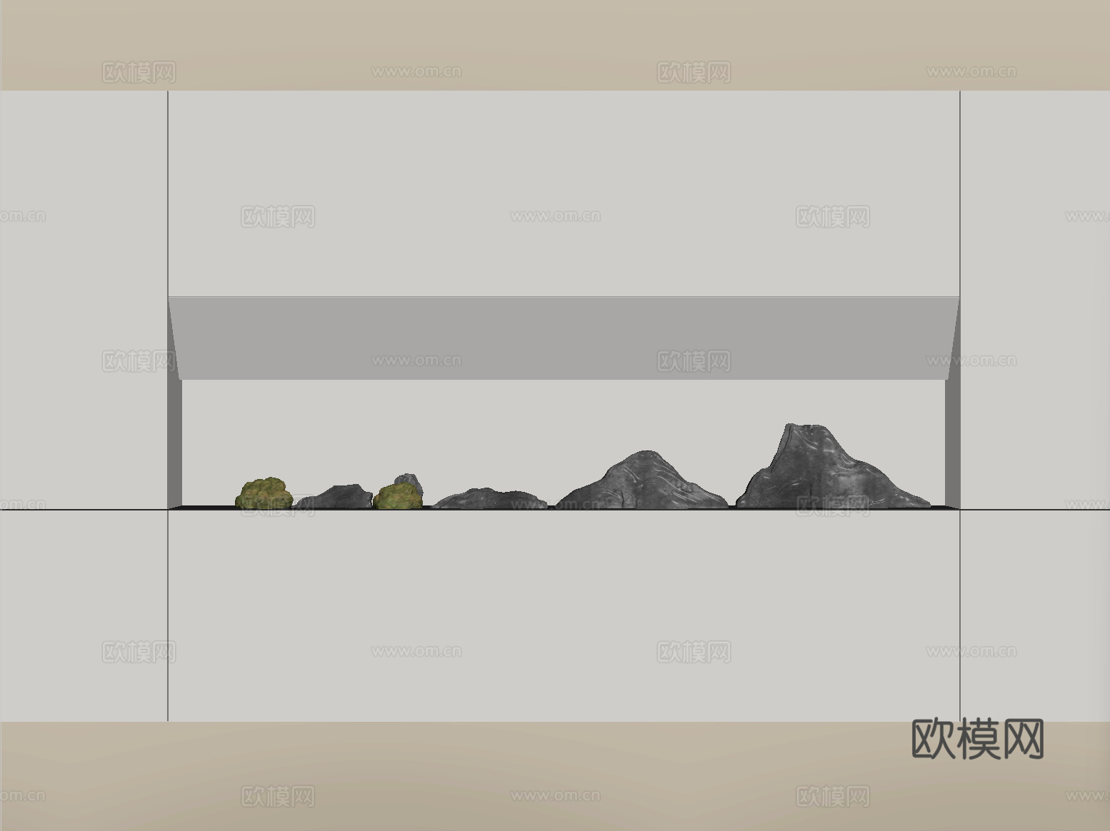 新中式背景墙 室内造景su模型