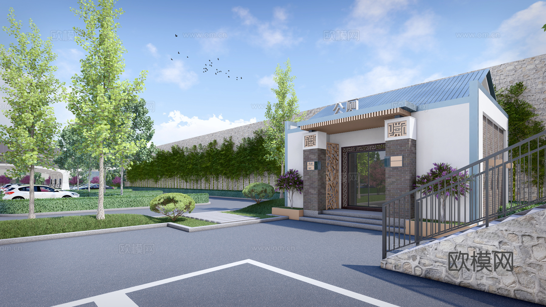 现代停车场 停车场 生态停车场 张拉膜车棚 车棚 新能源su模型