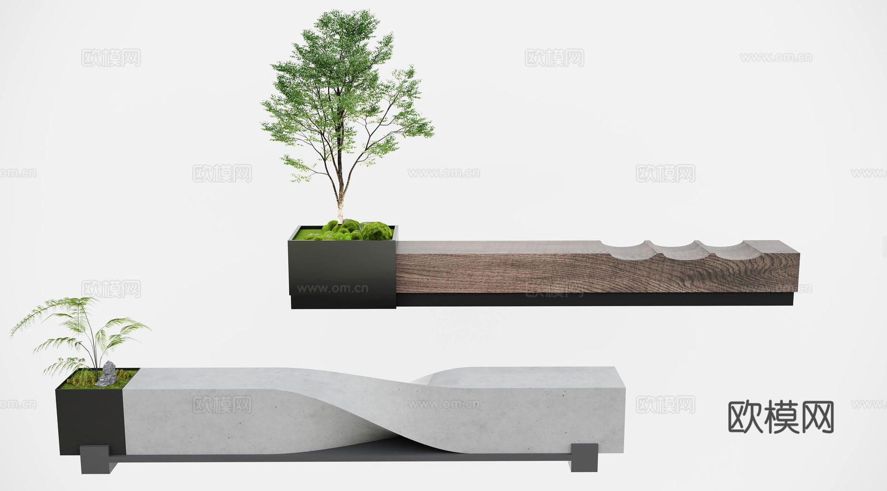 现代景观座椅su模型