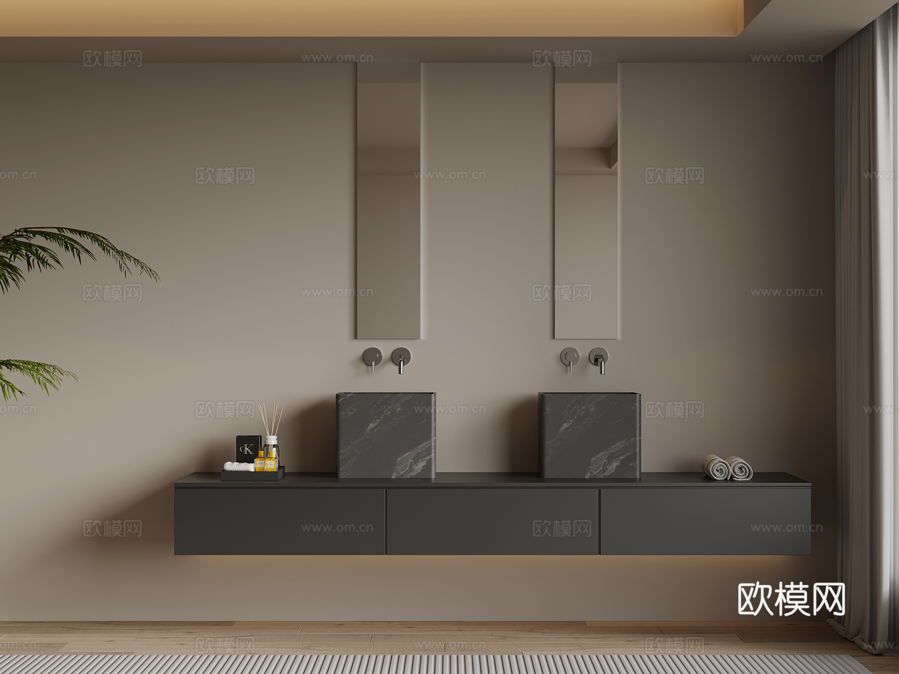 现代浴室柜su模型