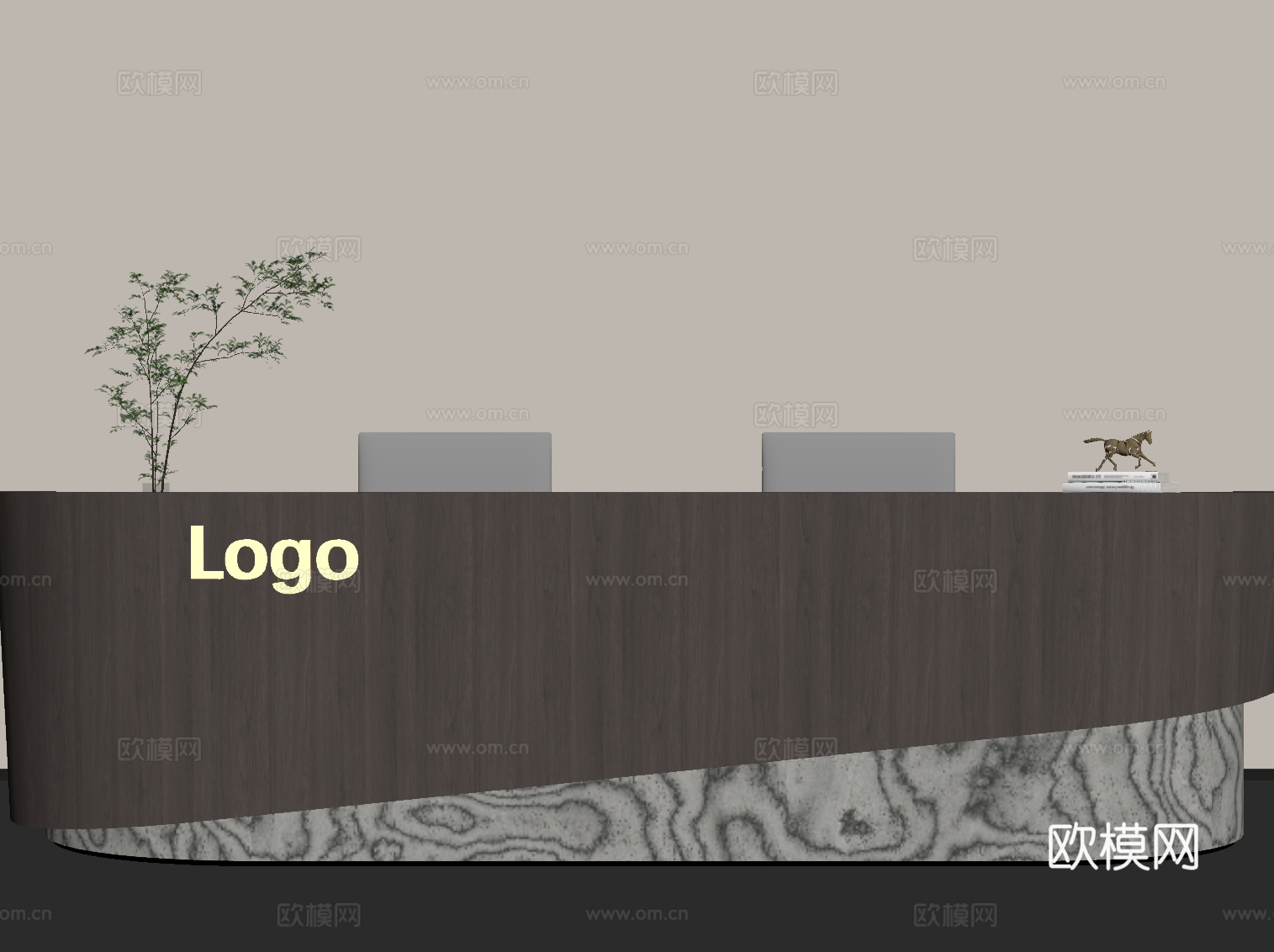 现代意式接待台 前台su模型