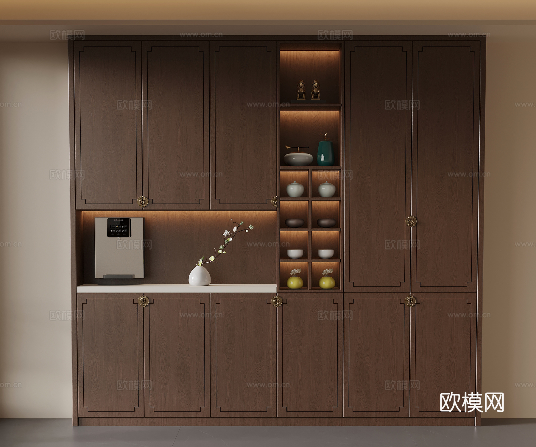 新中式茶柜 餐边柜su模型