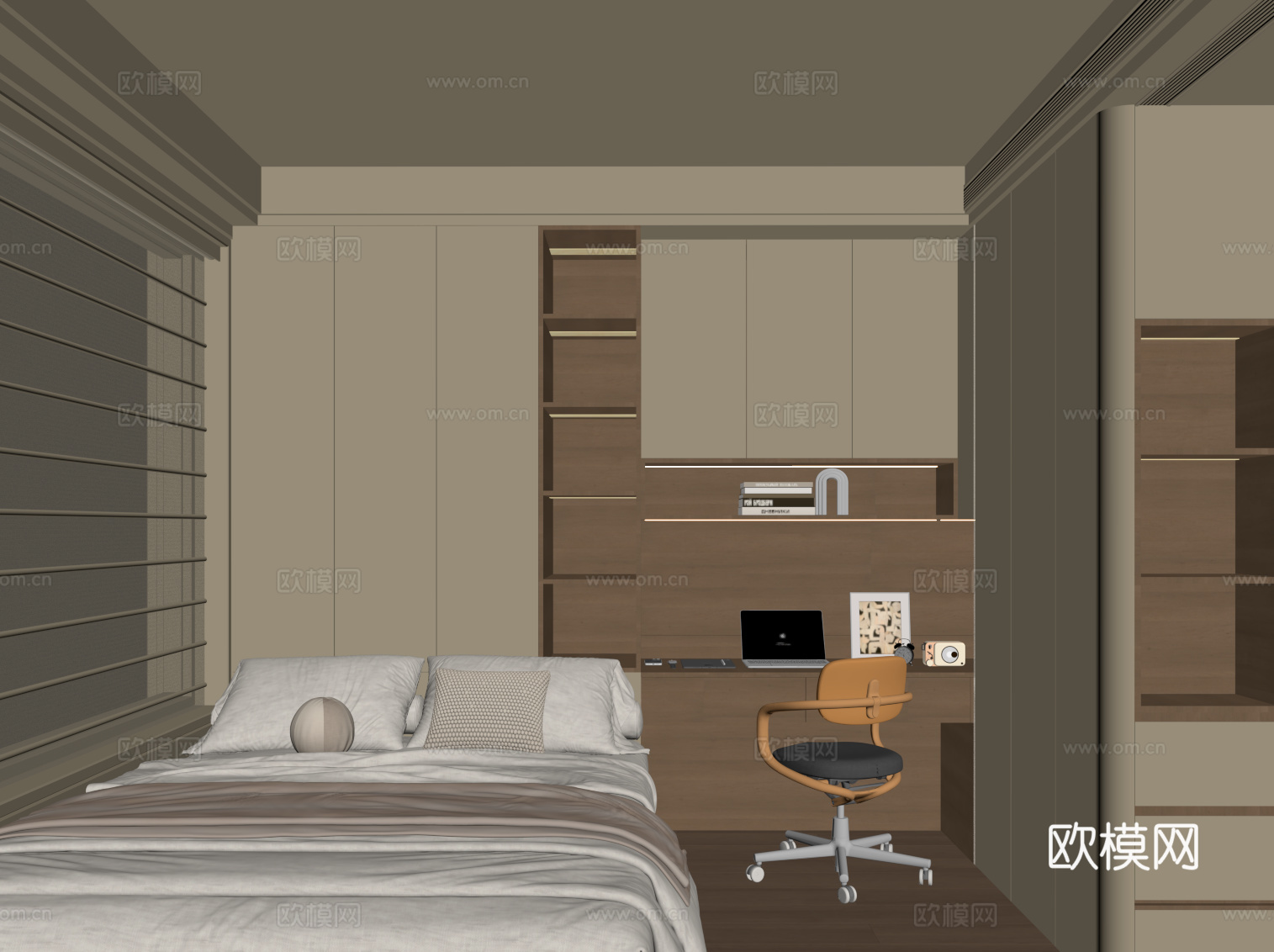 现代榻榻米卧室su模型