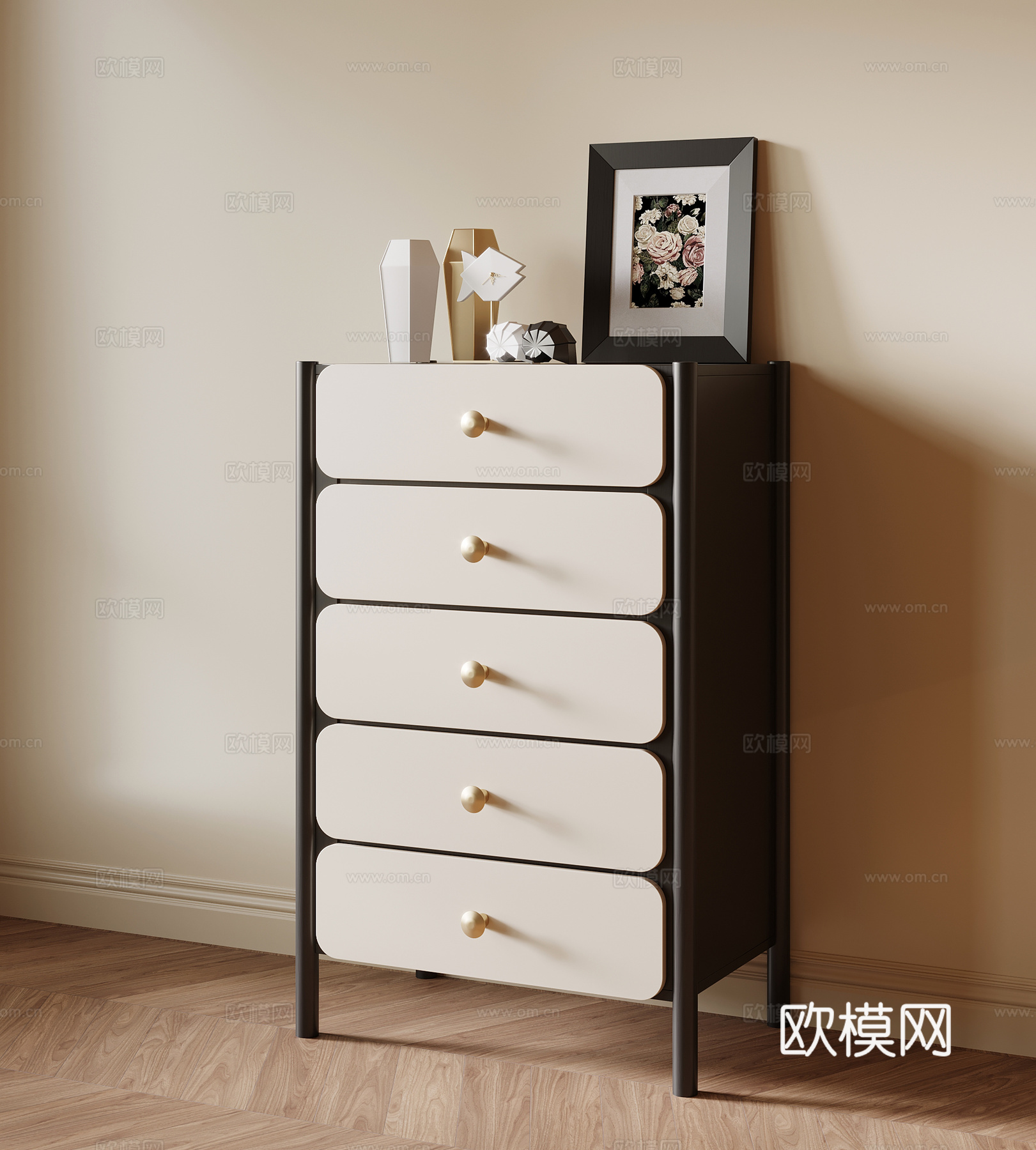 法式复古边柜 装饰柜su模型