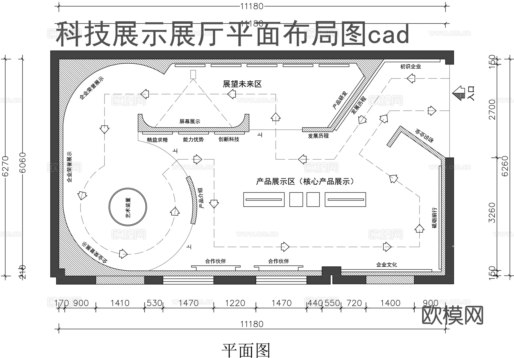 科技展厅平面图cad施工图