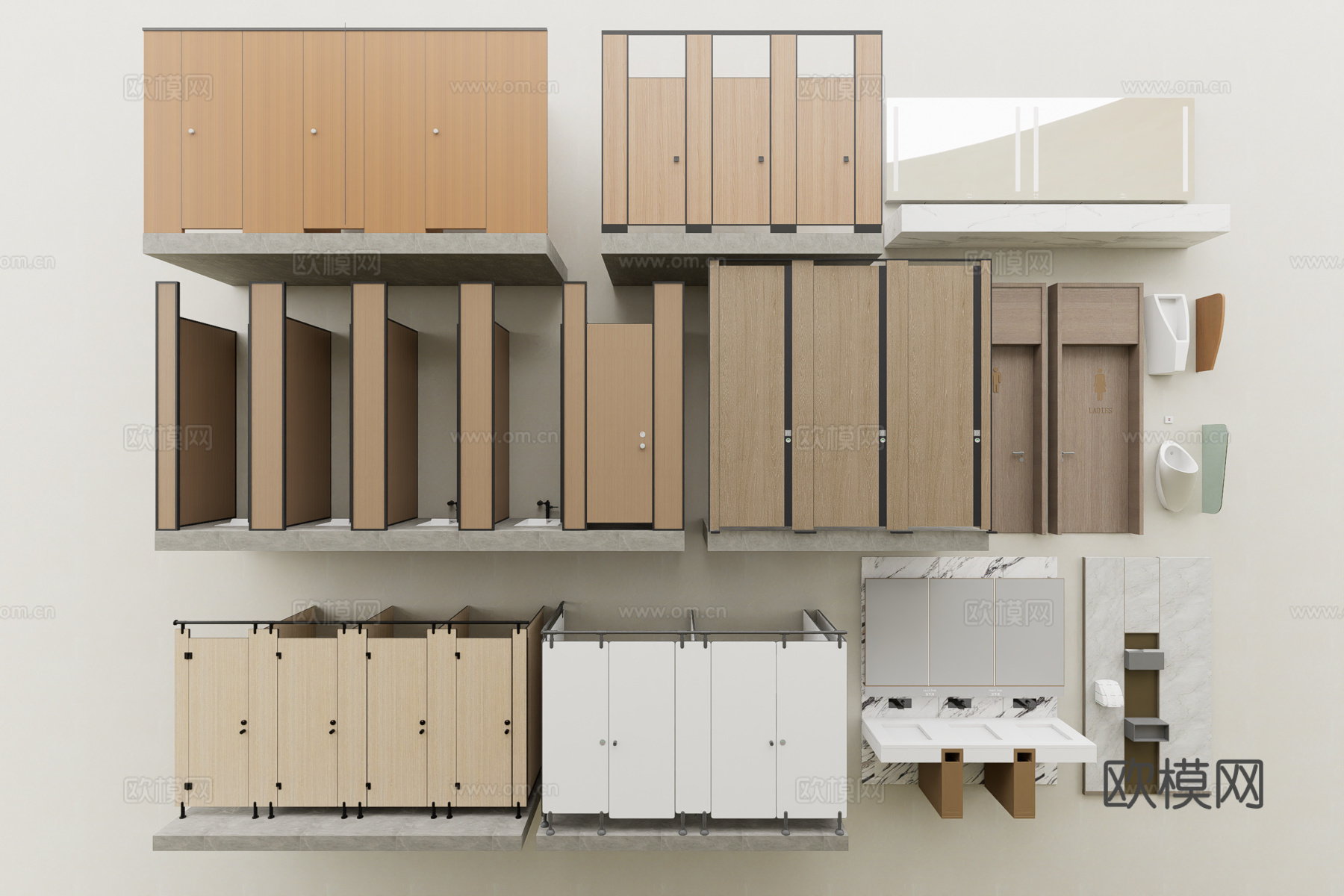 现代公共卫生间su模型