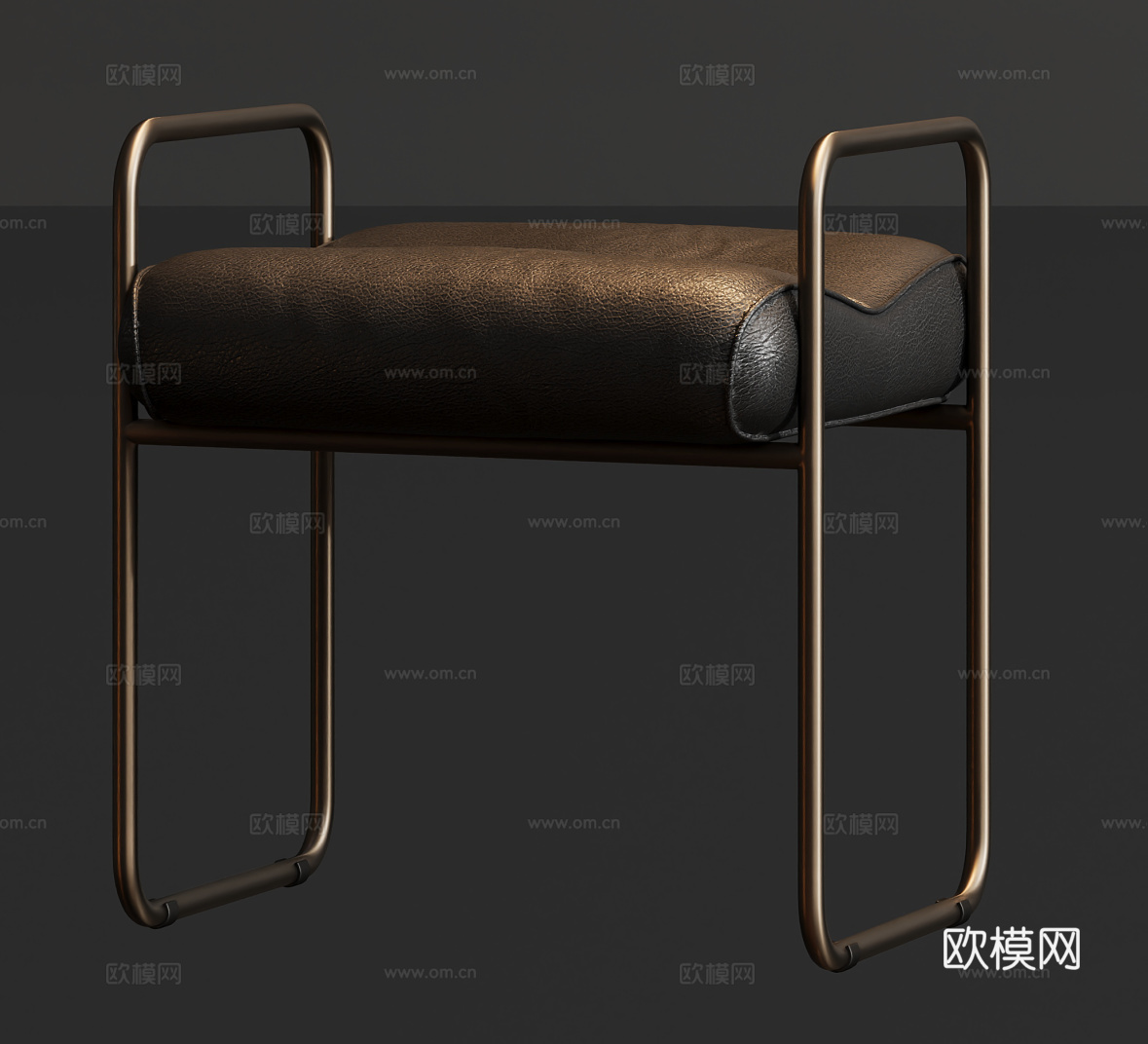 梳妆金属皮凳子su模型下载（渲染图2）