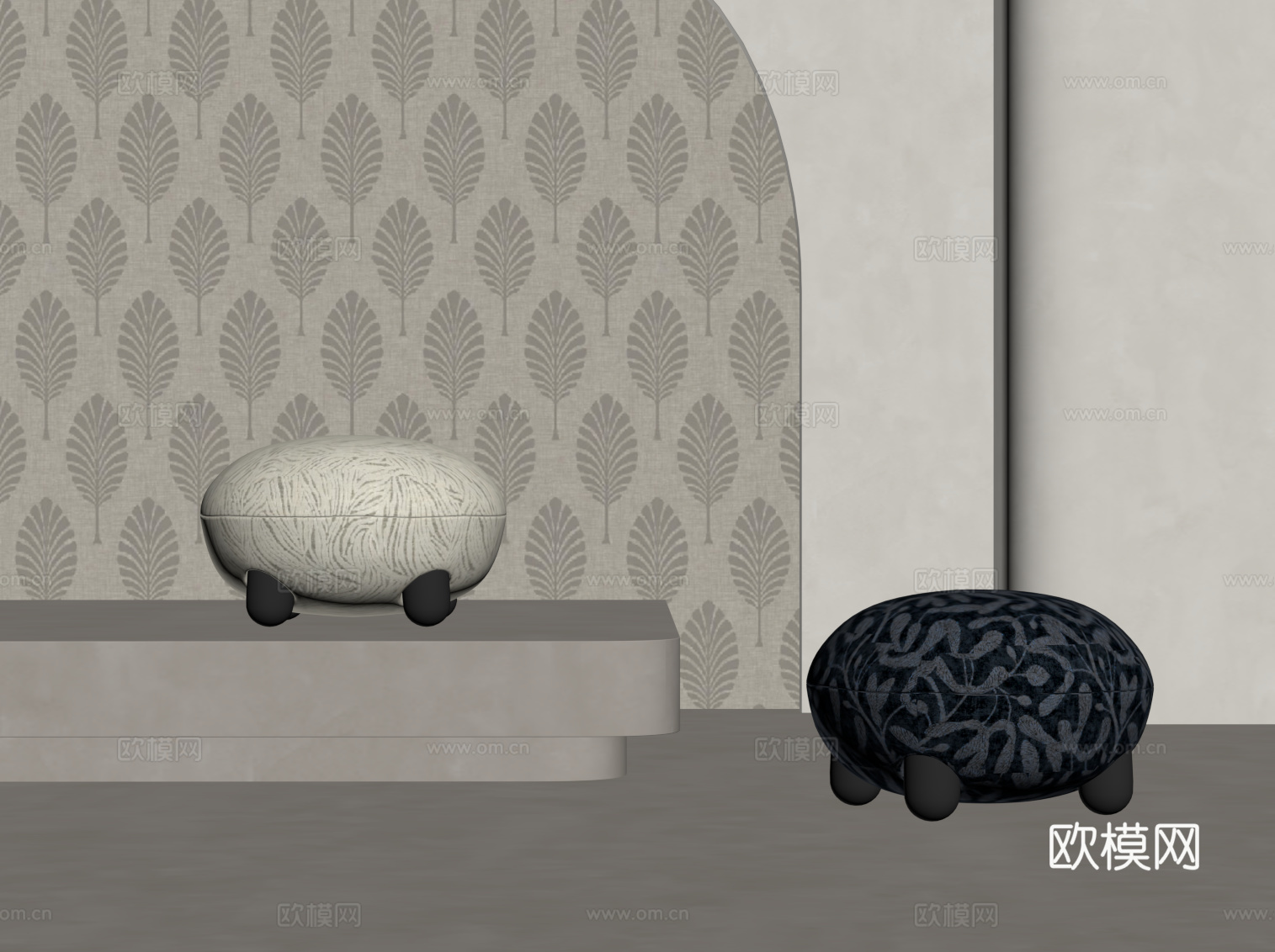 现代沙发凳 换鞋凳su模型