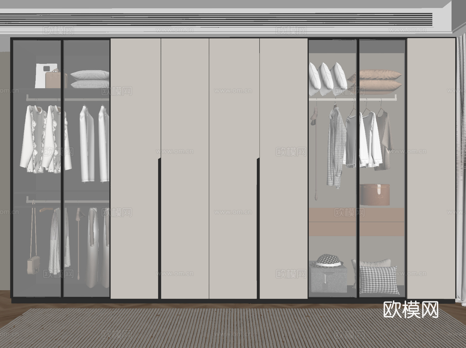 现代衣柜 成品衣柜su模型
