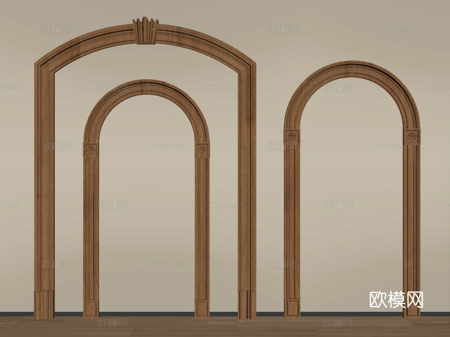 法式中古风f拱形门套 垭口 门洞su模型