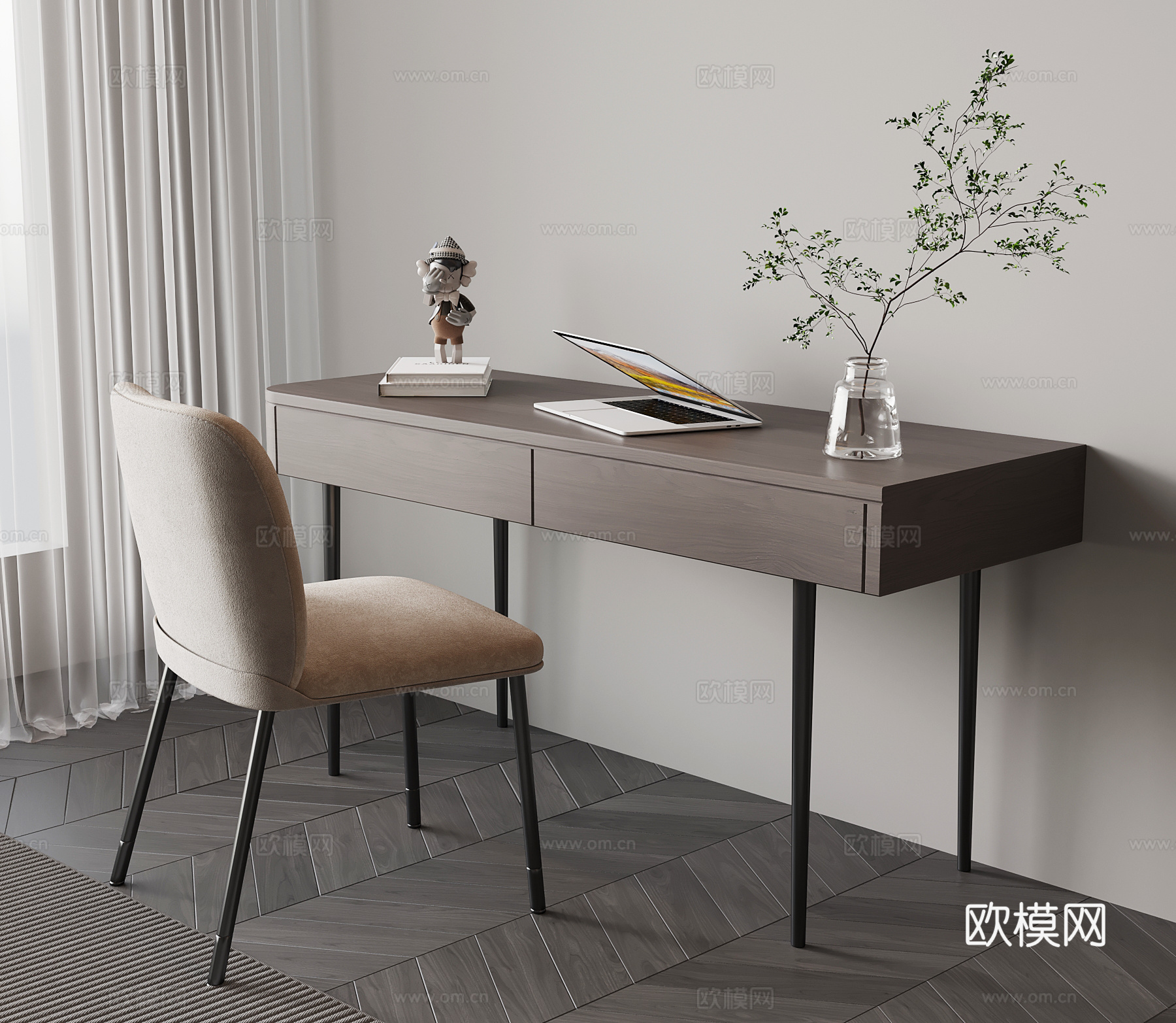 现代意式书桌椅su模型