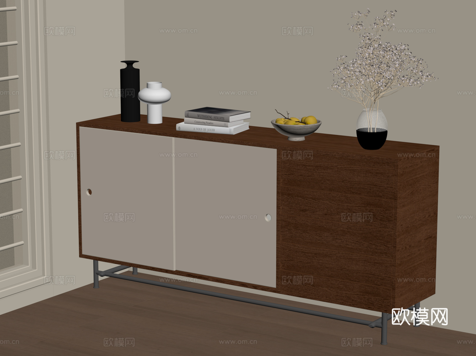 中古风餐边柜 储物柜su模型