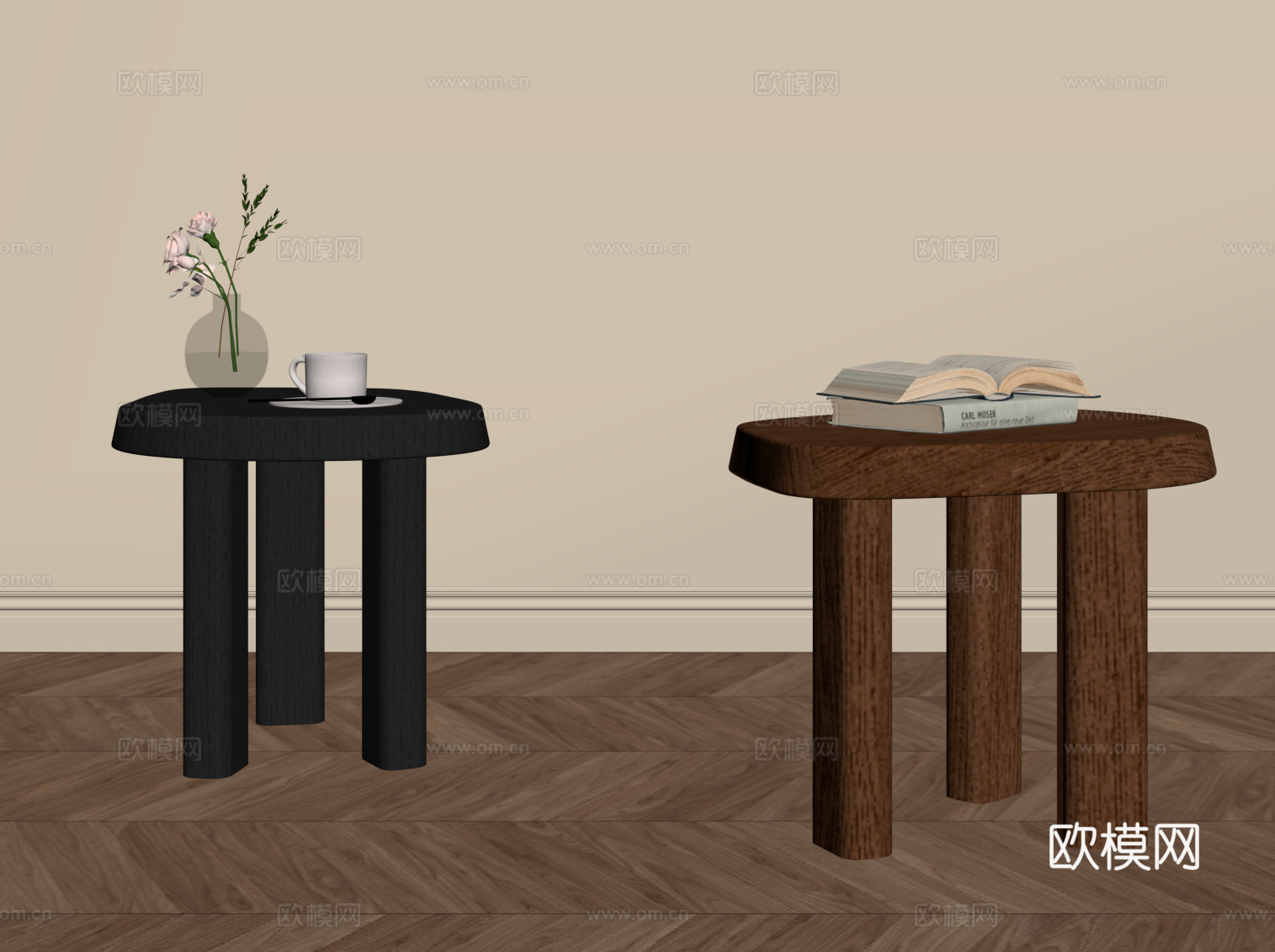 法式中古风凳子 沙发凳su模型