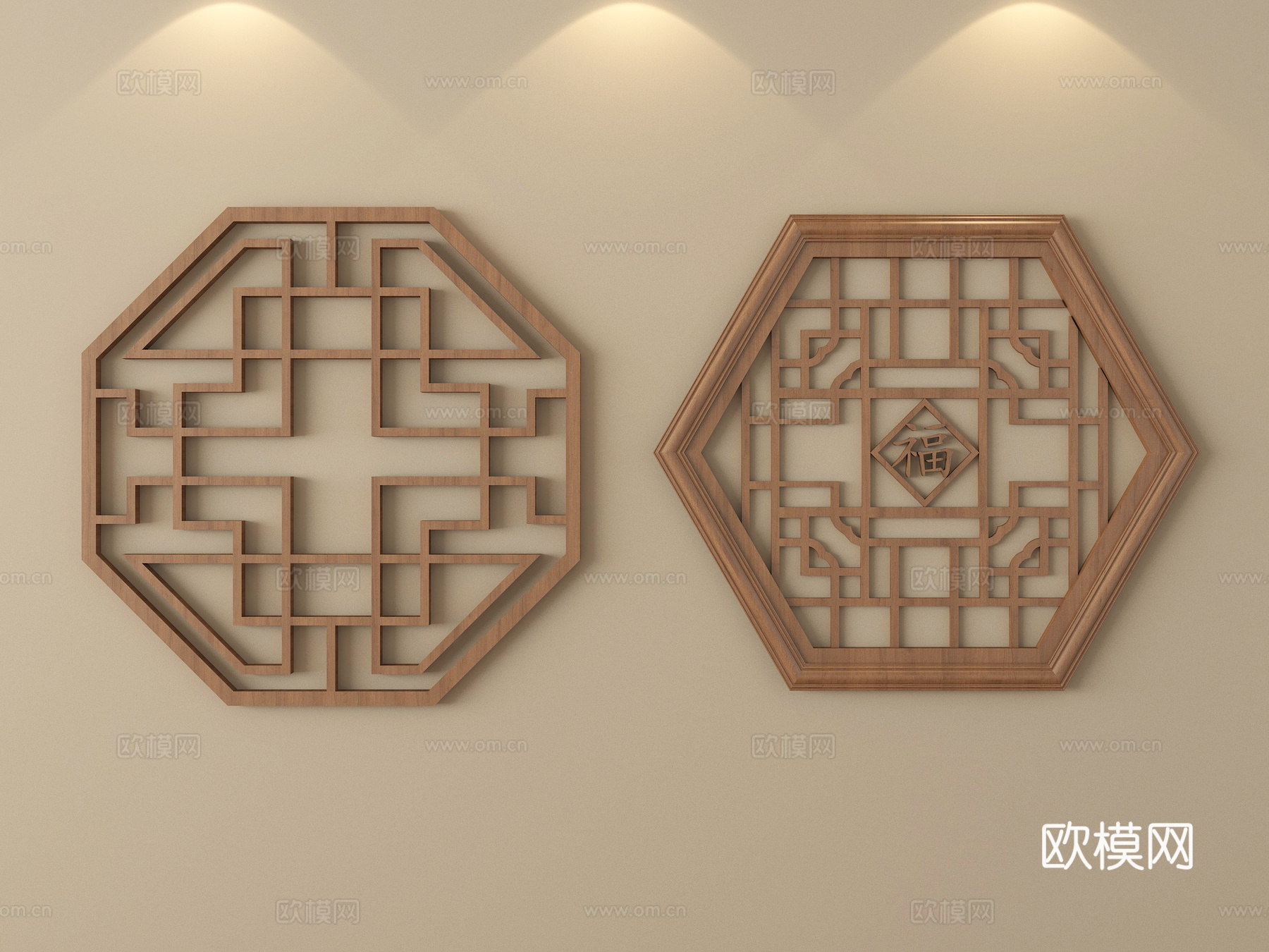 新中式镂花窗 窗花 镂空窗格3d模型