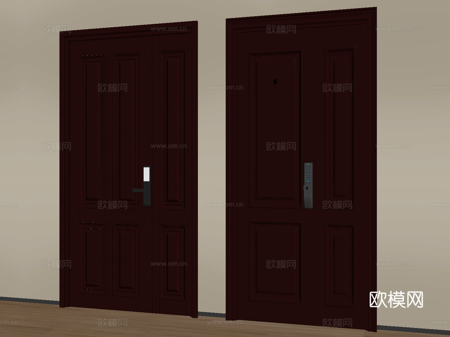 现代入户门 防盗门 密码锁指纹锁 子母门su模型