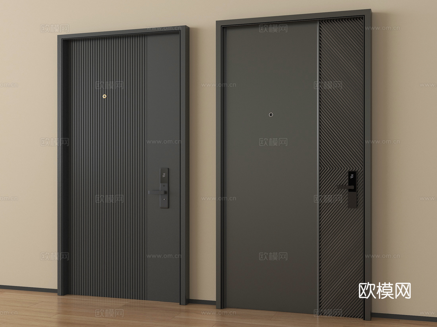 现代入户门 防盗门 密码锁指纹锁su模型
