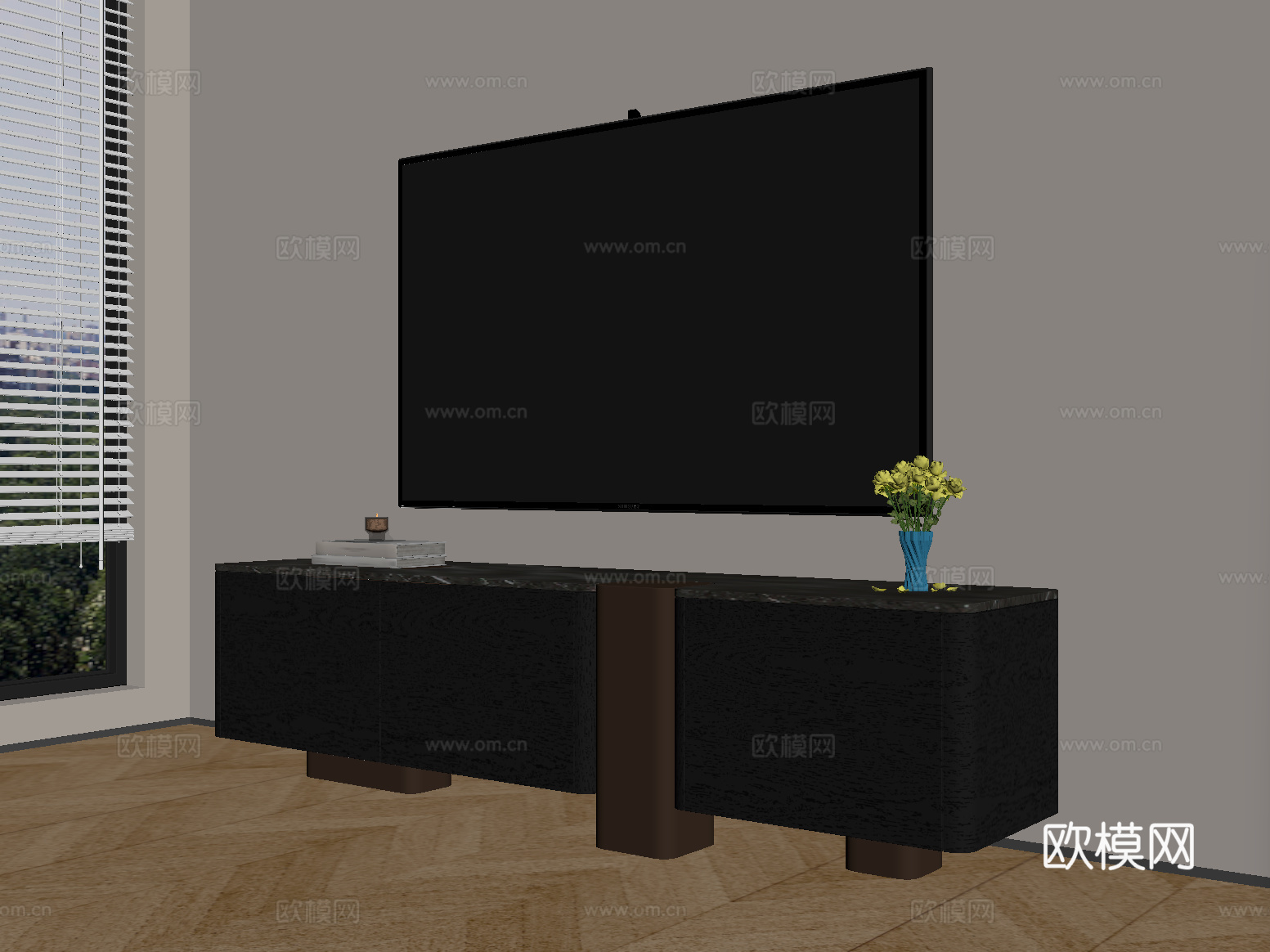 现代电视柜 电视机su模型