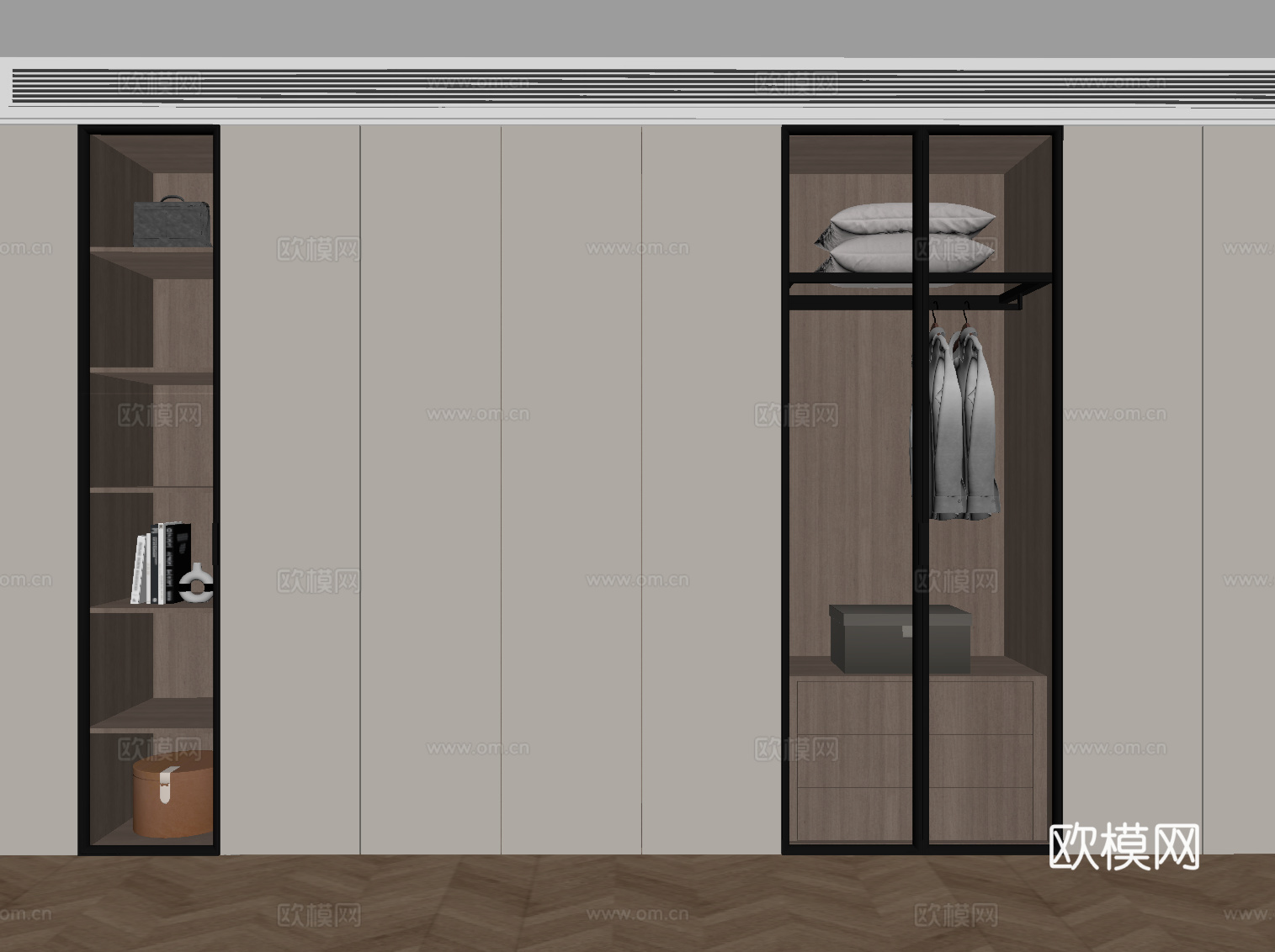 现代奶油衣柜su模型