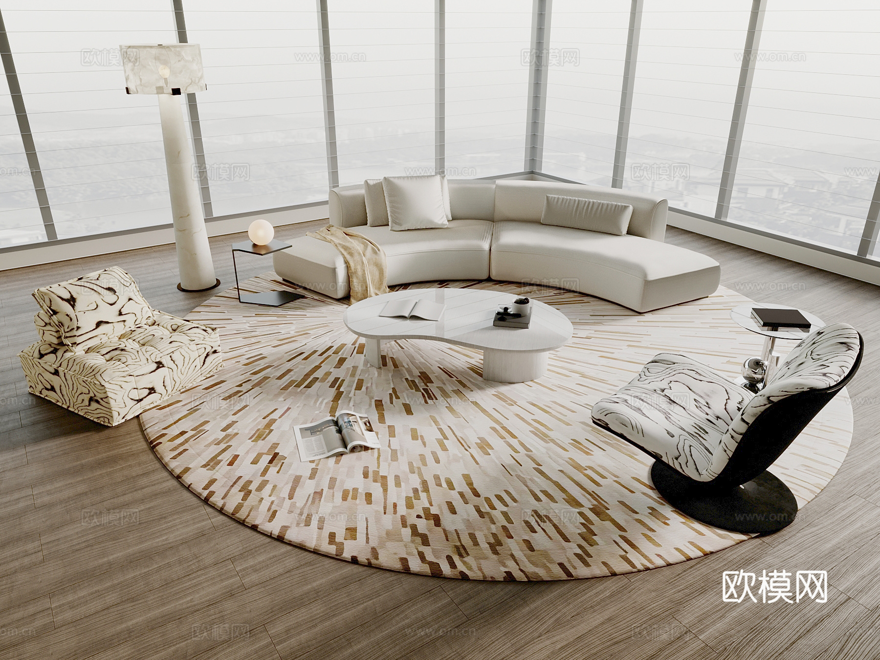 现代沙发茶几组合su模型