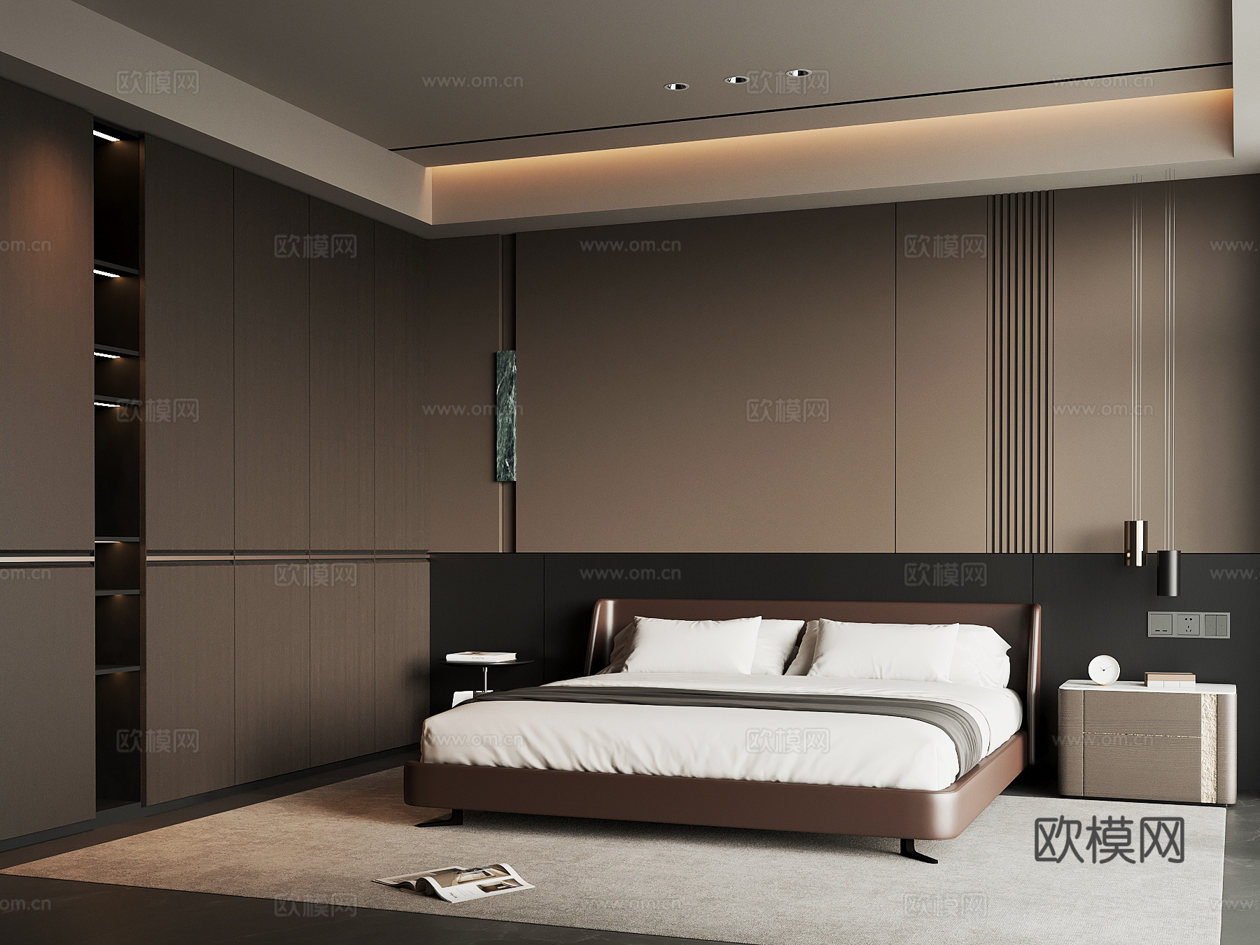 现代意式卧室 衣柜su模型