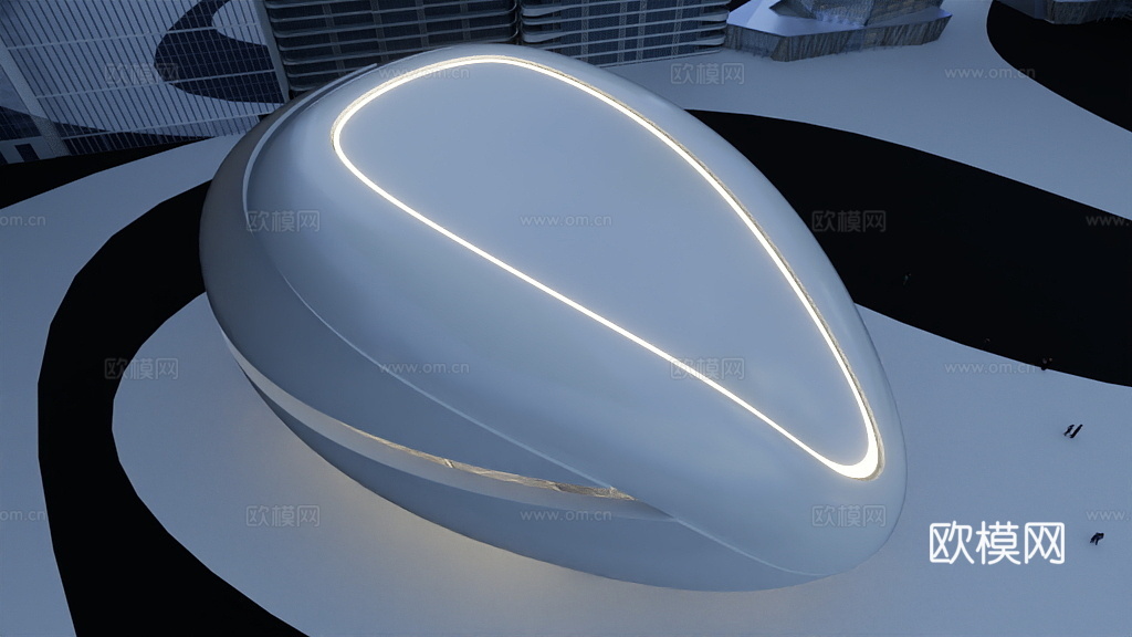 原创头盔型建筑公装室内外设计3d模型下载（渲染图3）