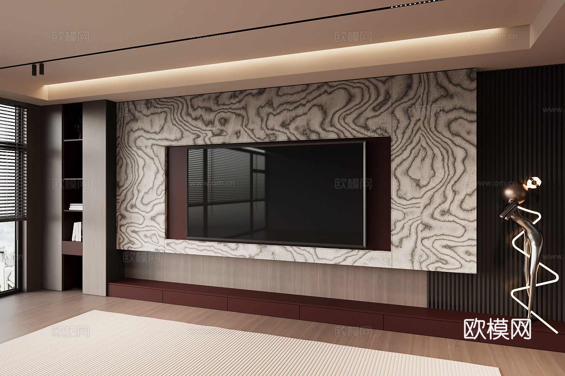 现代意式背景墙 电视背景墙su模型