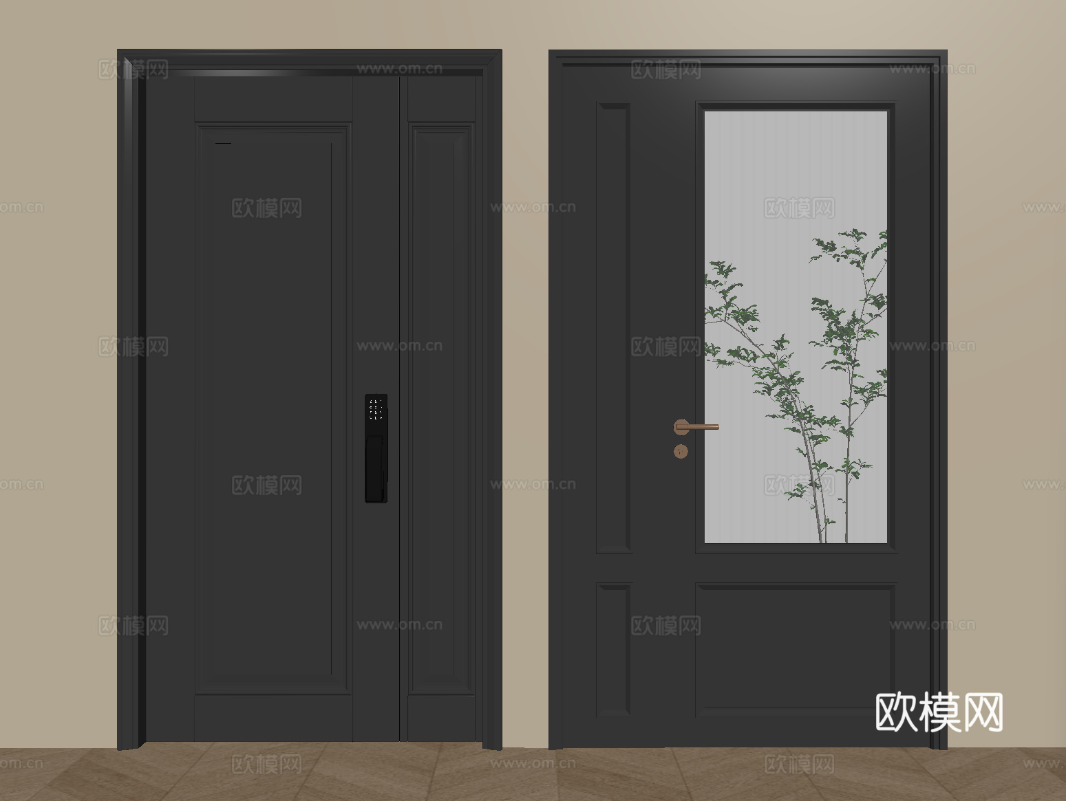 法式中古风入户门 卧室门 平开门su模型