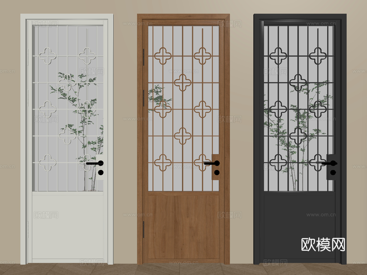法式单开门 平开门 厨卫门su模型