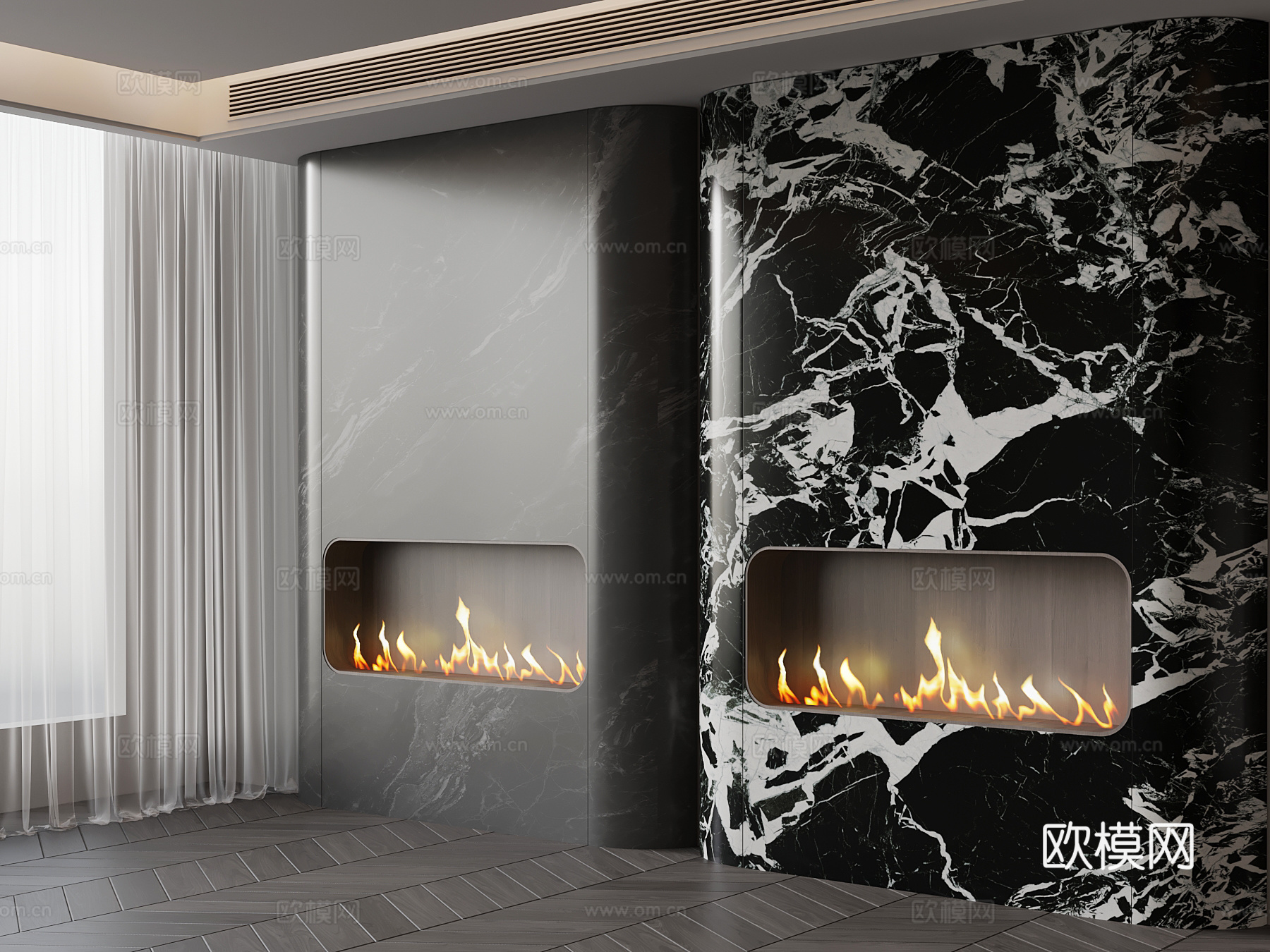 现代意式壁炉 火炉su模型