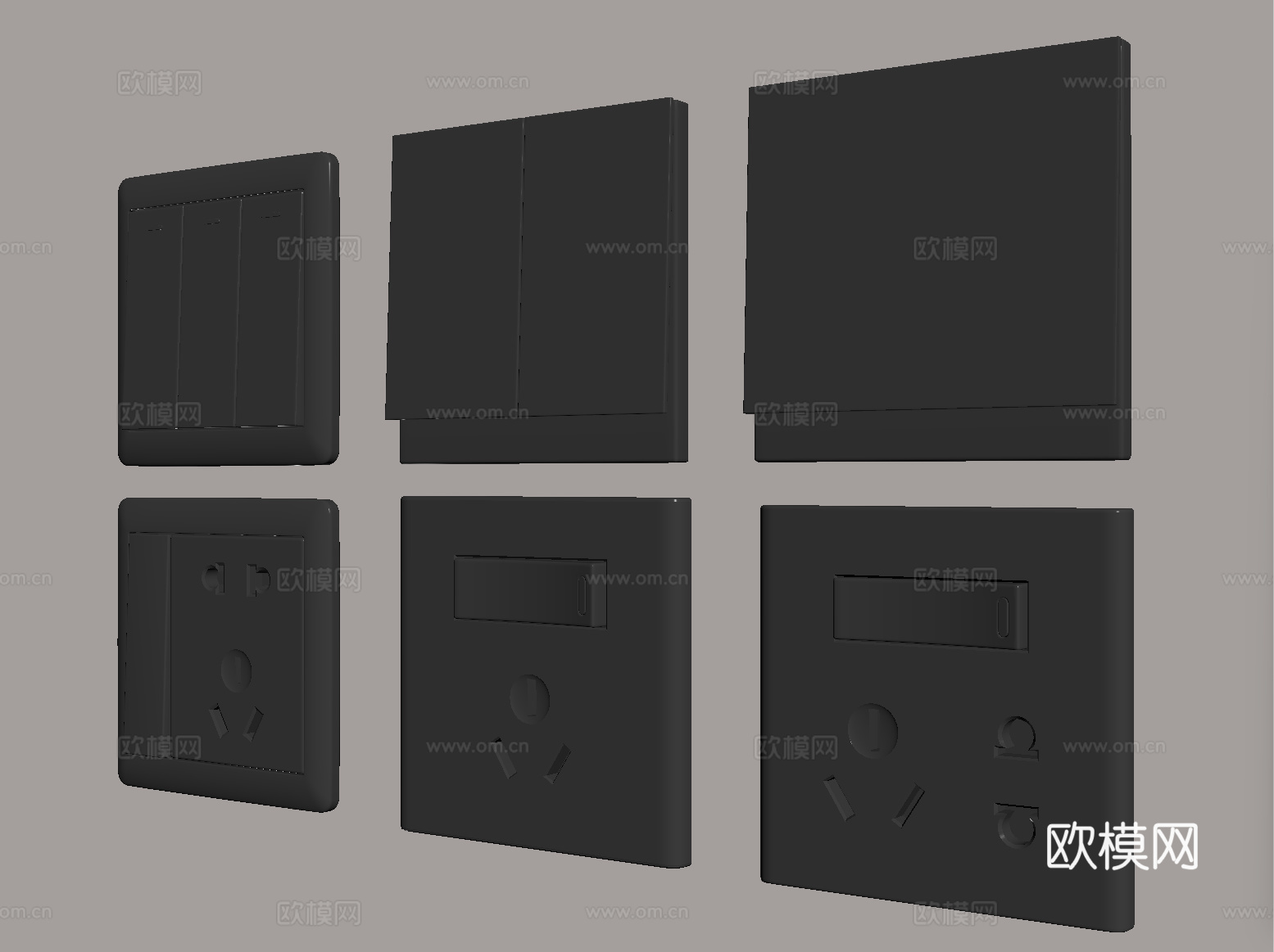 现代开关插座组合su模型