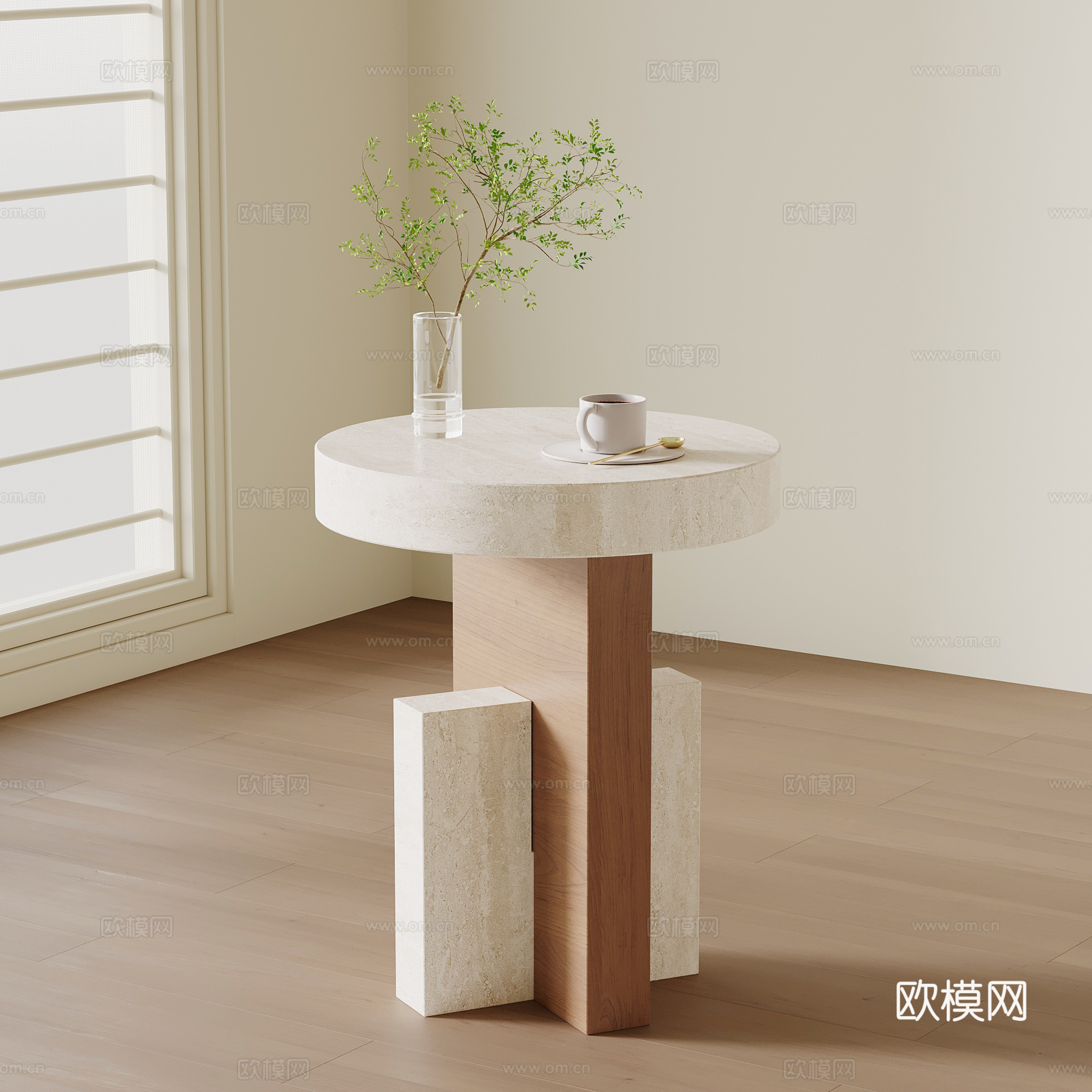 侘寂中古边几 角几圆几 床头柜su模型