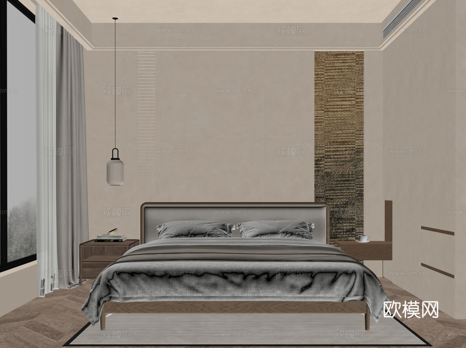 新中式卧室su模型