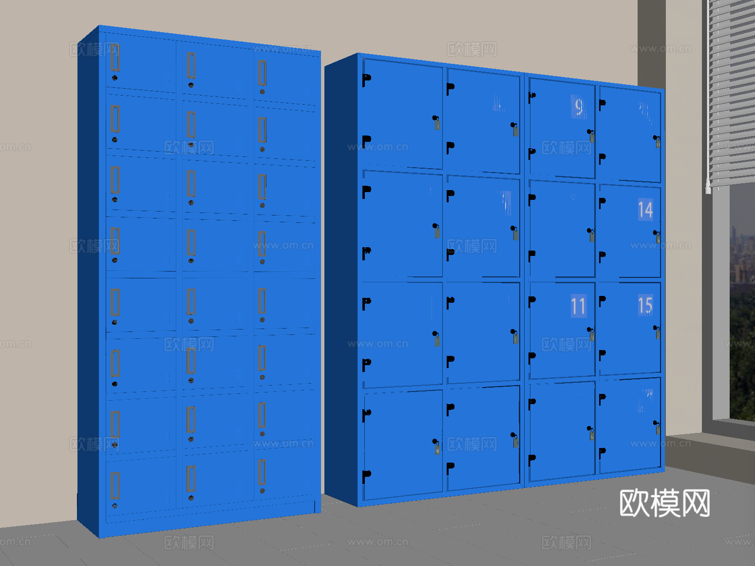 现代储物柜 公共空间更衣柜 存放柜su模型