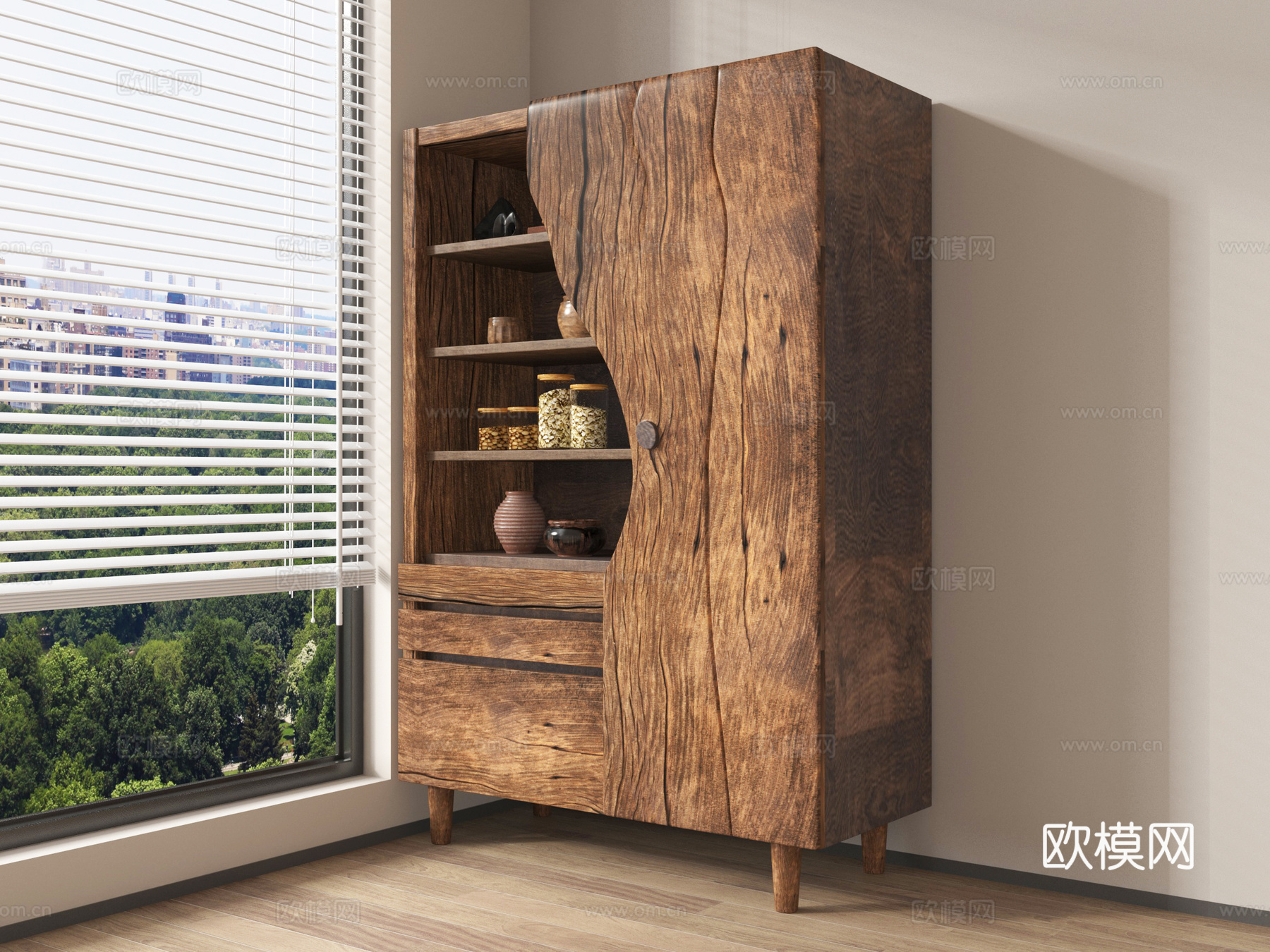 侘寂风储物柜su模型