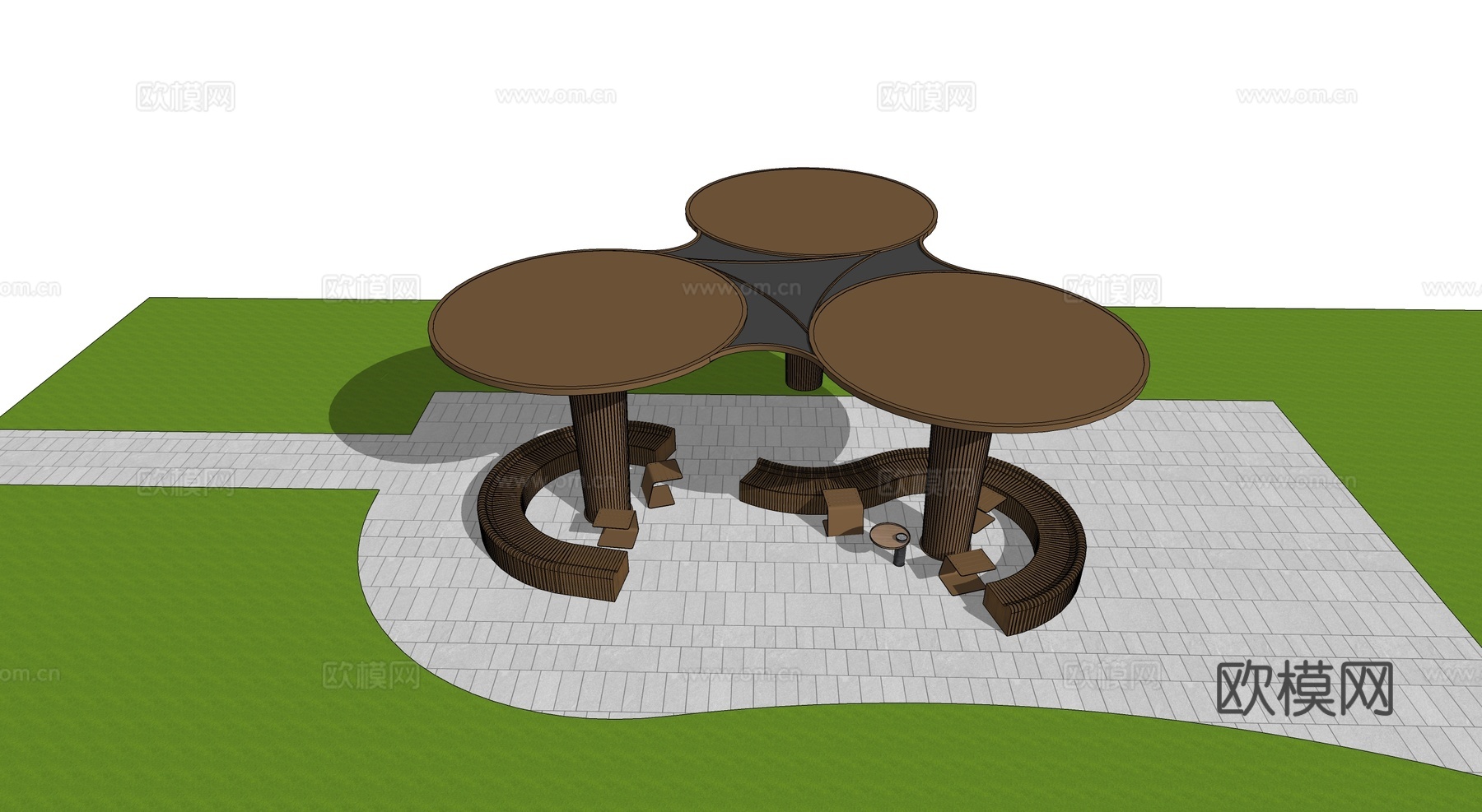 现代景观小品  小区景观 户外座椅su模型下载（渲染图2）