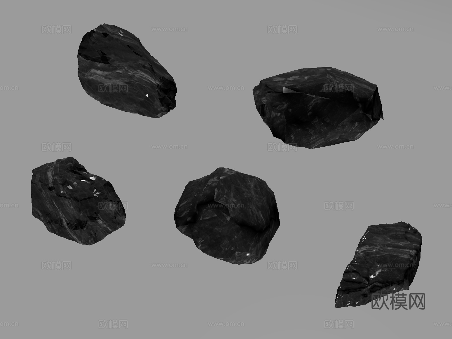 现代石头 黑石头 景观石su模型下载（渲染图2）