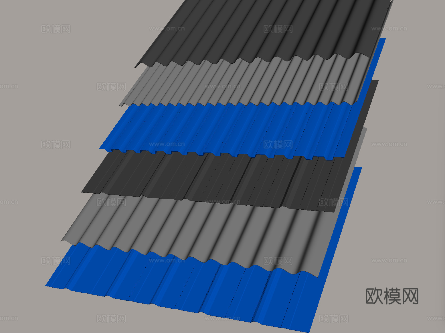 现代彩钢瓦 铁皮瓦雨棚瓦 波浪板 雨棚围墙彩钢板su模型