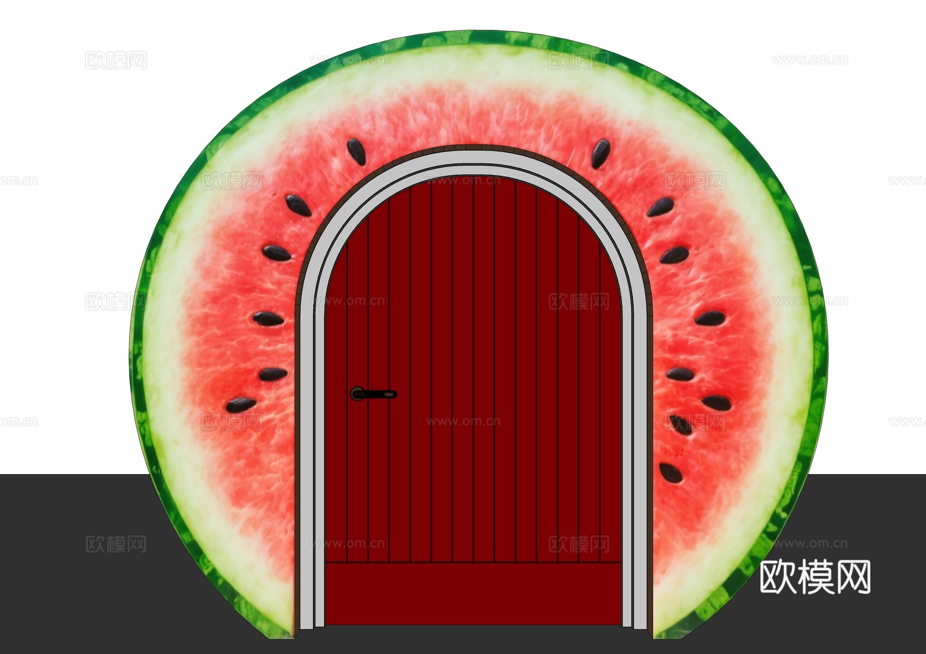 景观大门 卡通门 西瓜门 景观门 游乐园入口 幼儿园门su模型