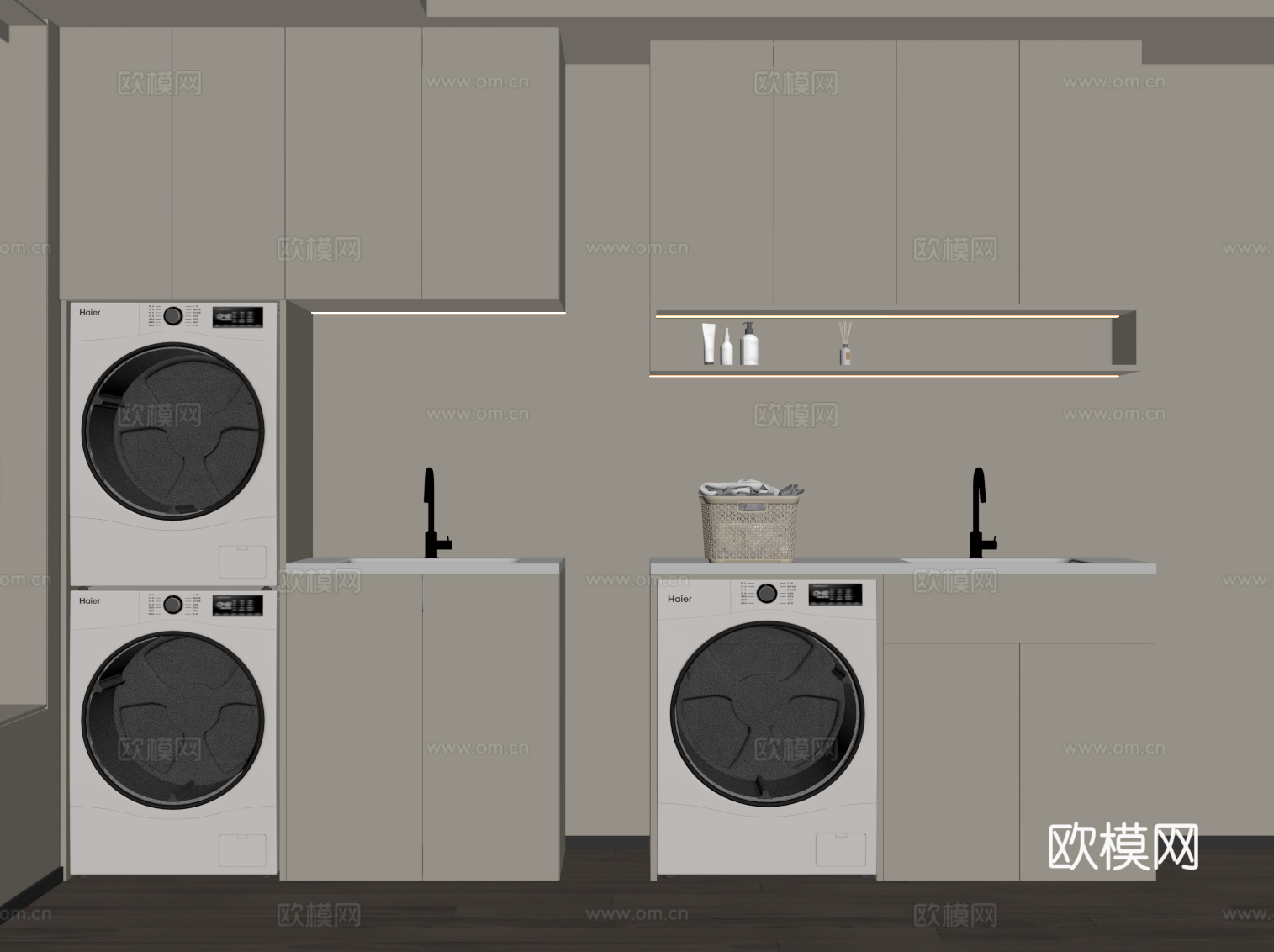 现代阳台洗衣机柜su模型