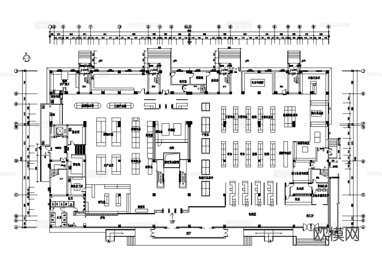 38套超市生鲜超市平面设计方案CAD最新整理合集cad施工图