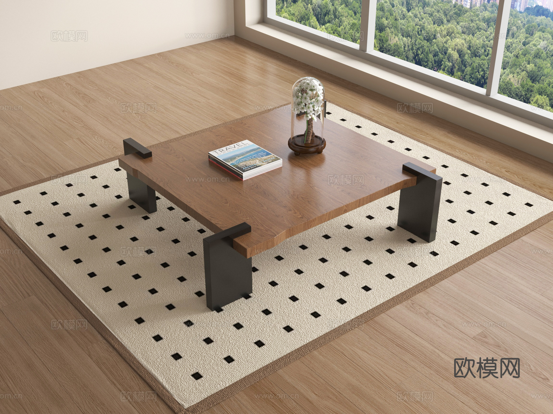 现代茶几 实木茶几su模型