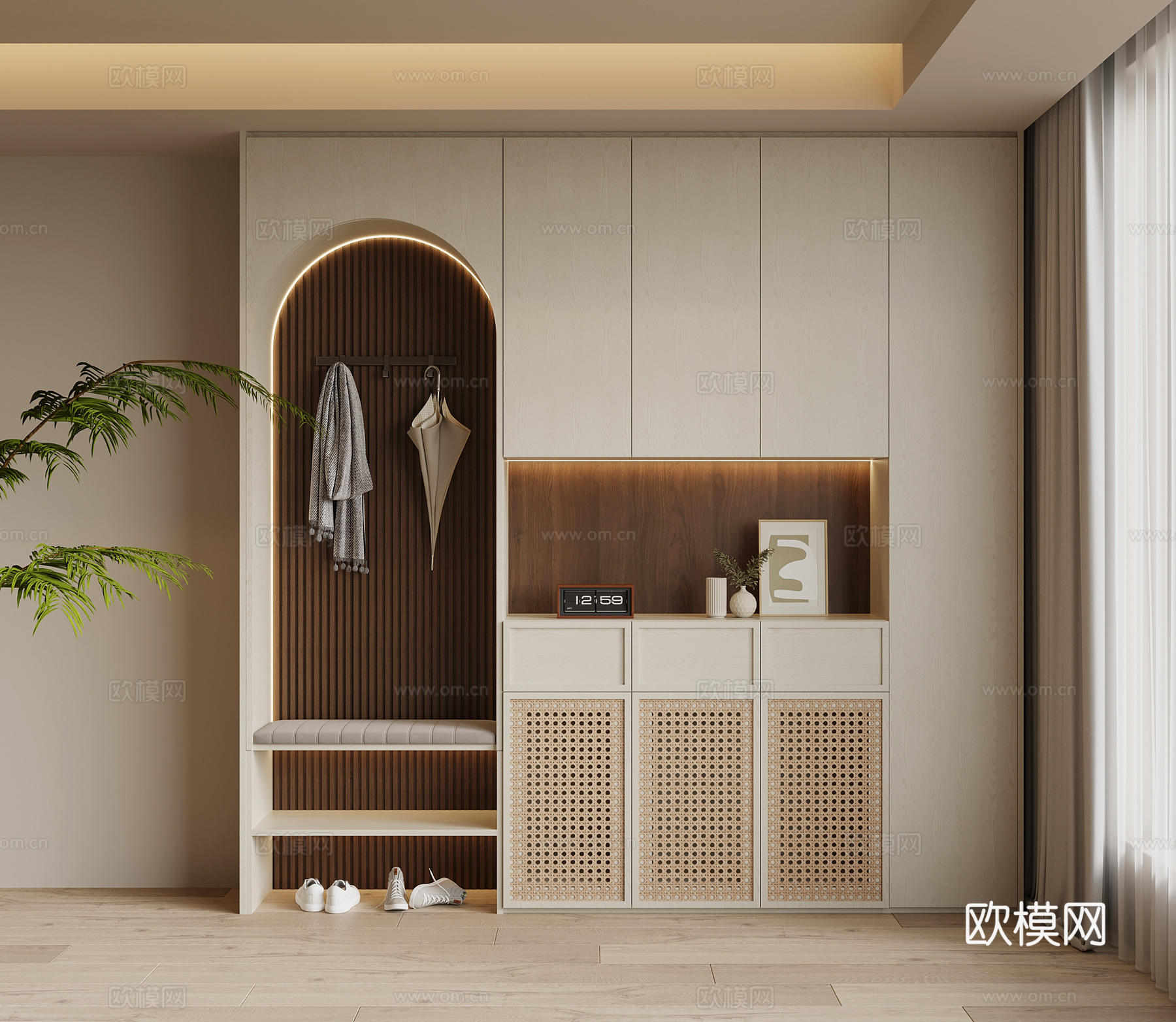 中古风鞋柜 玄关鞋柜su模型