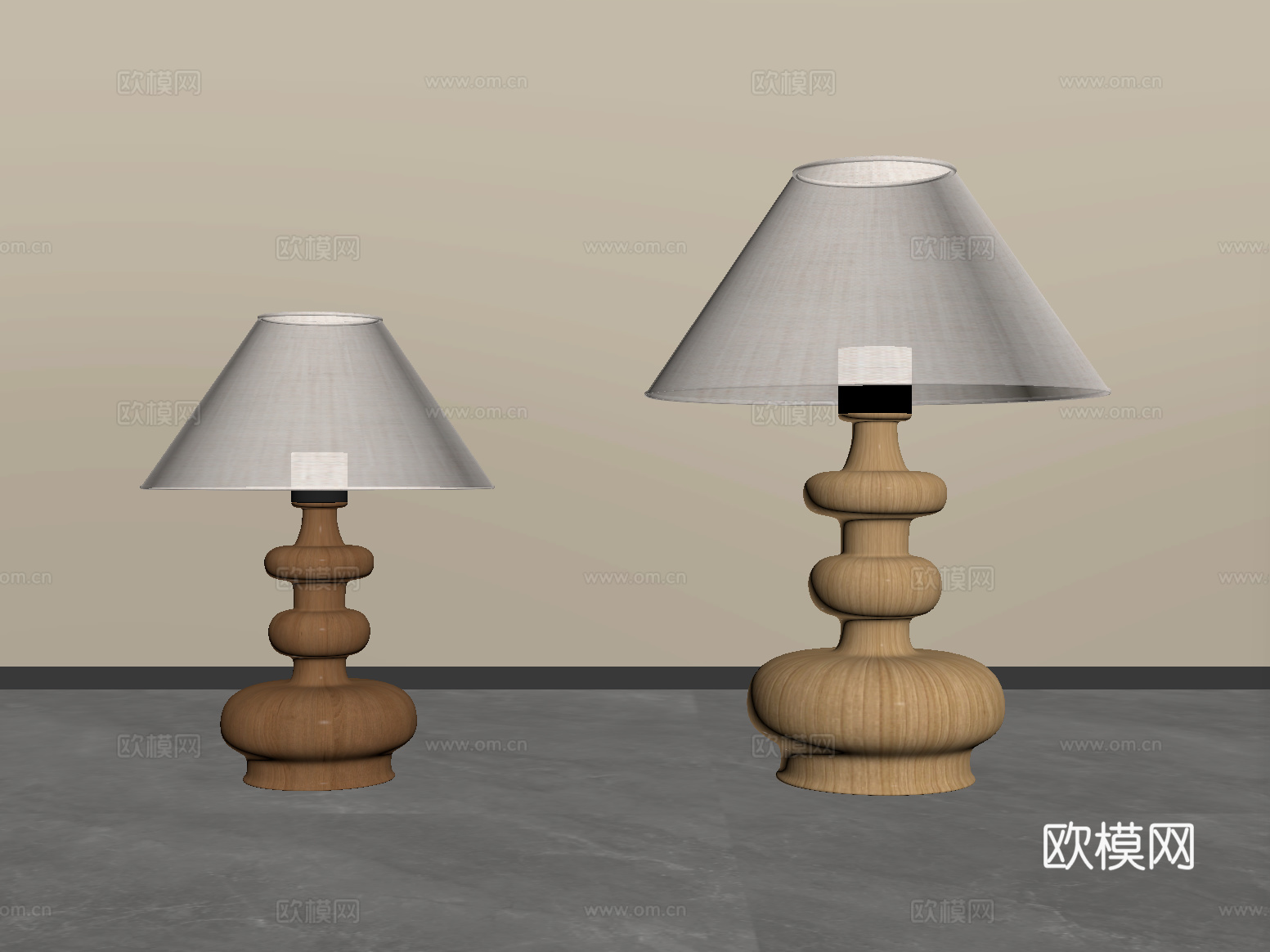侘寂风台灯 书桌灯su模型