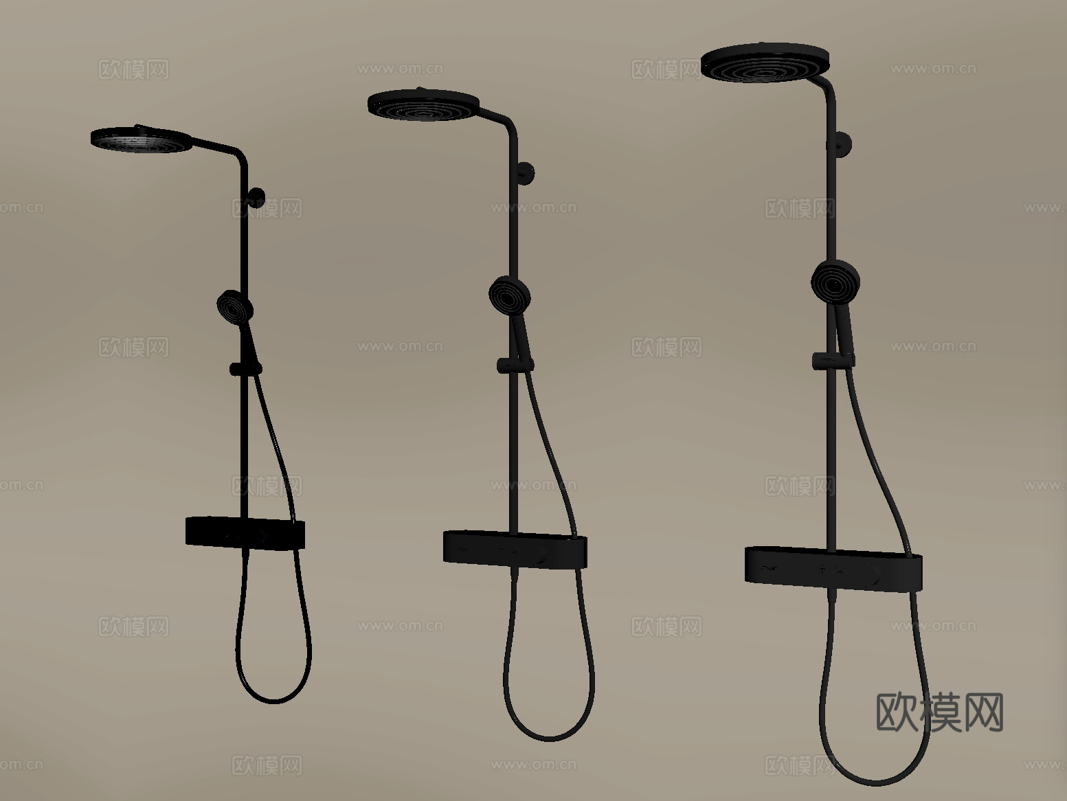 现代淋浴花洒 不锈钢花洒su模型