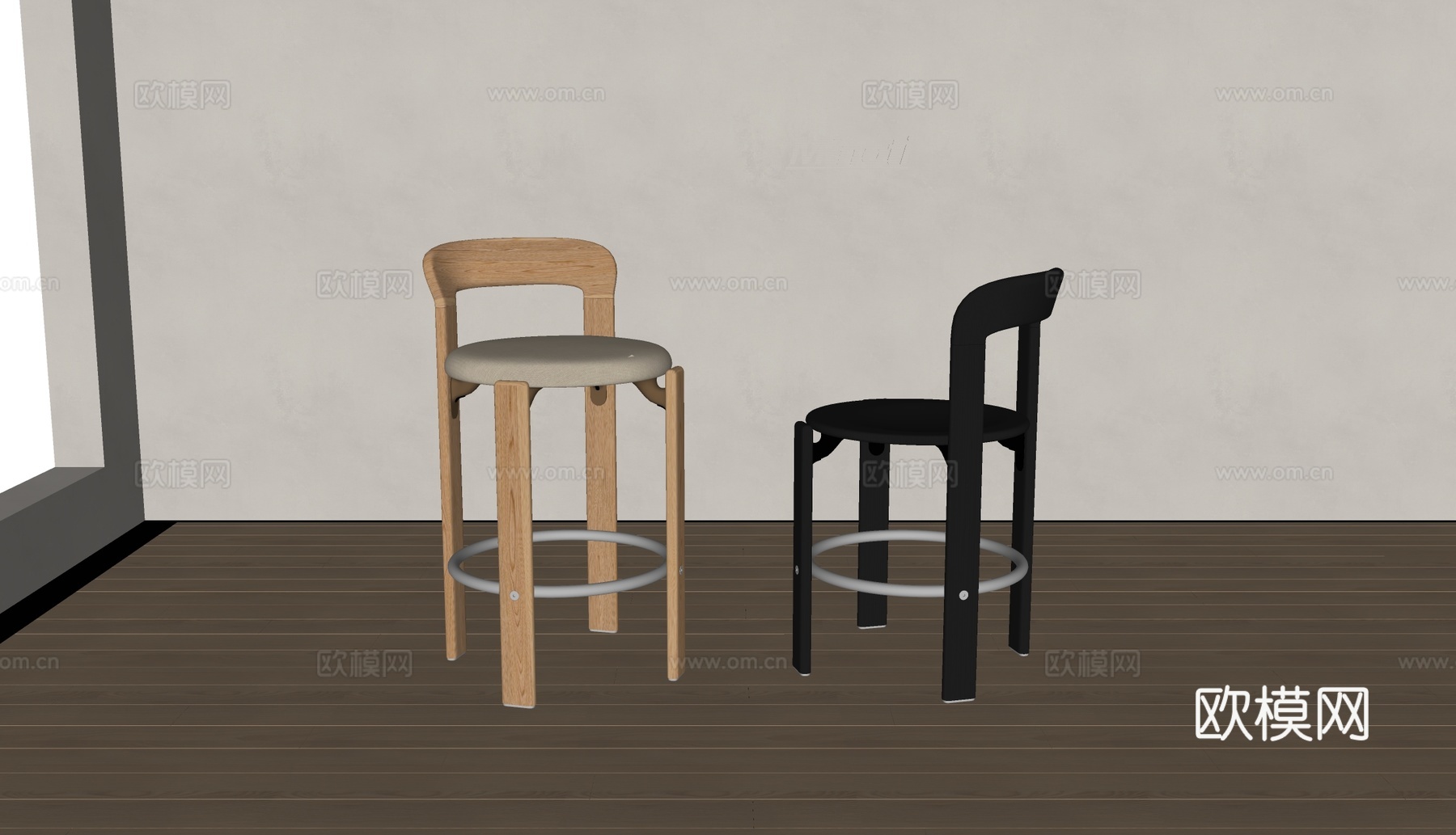 Minotti现代餐椅 吧椅 实木餐椅su模型